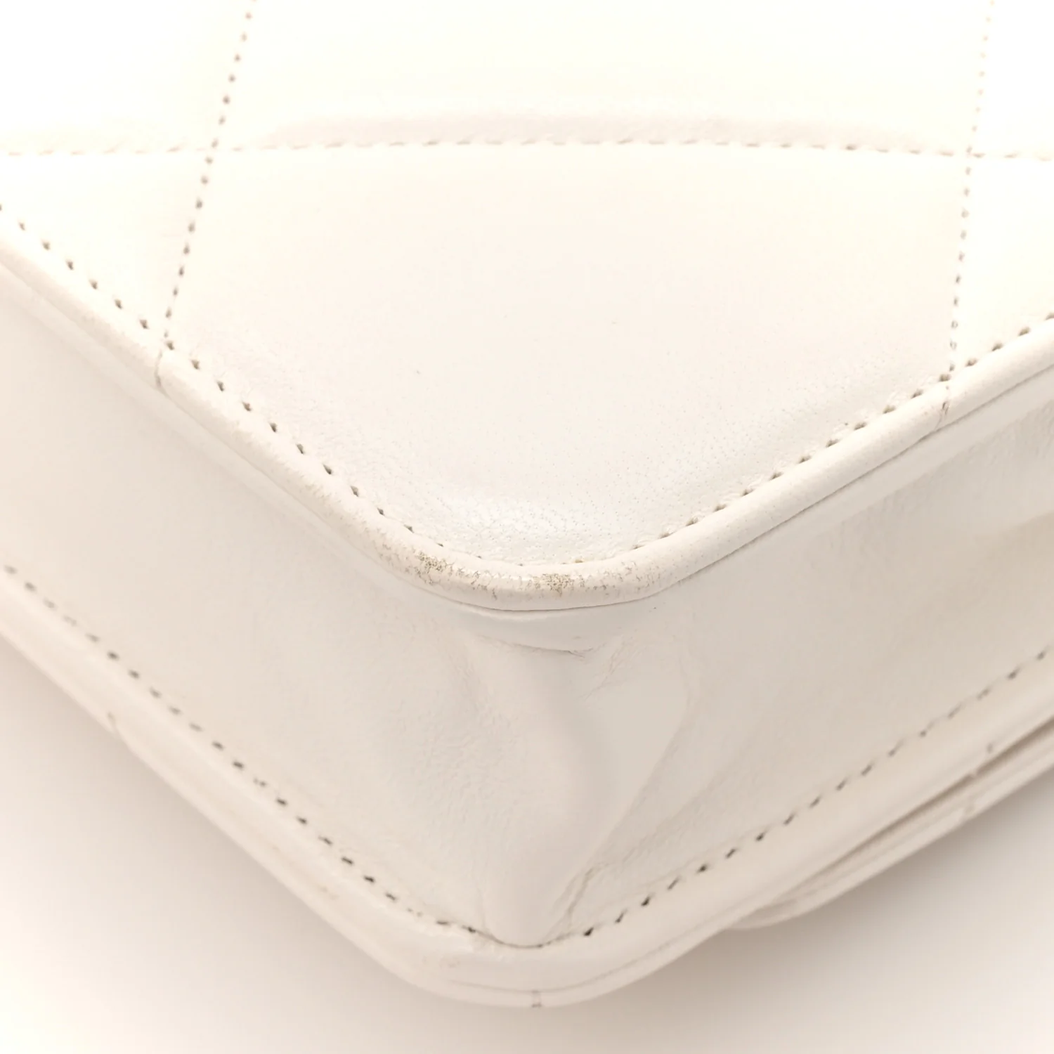 Lambskin Quilted Chanel 19 Wallet On Chain WOC White - Image 13