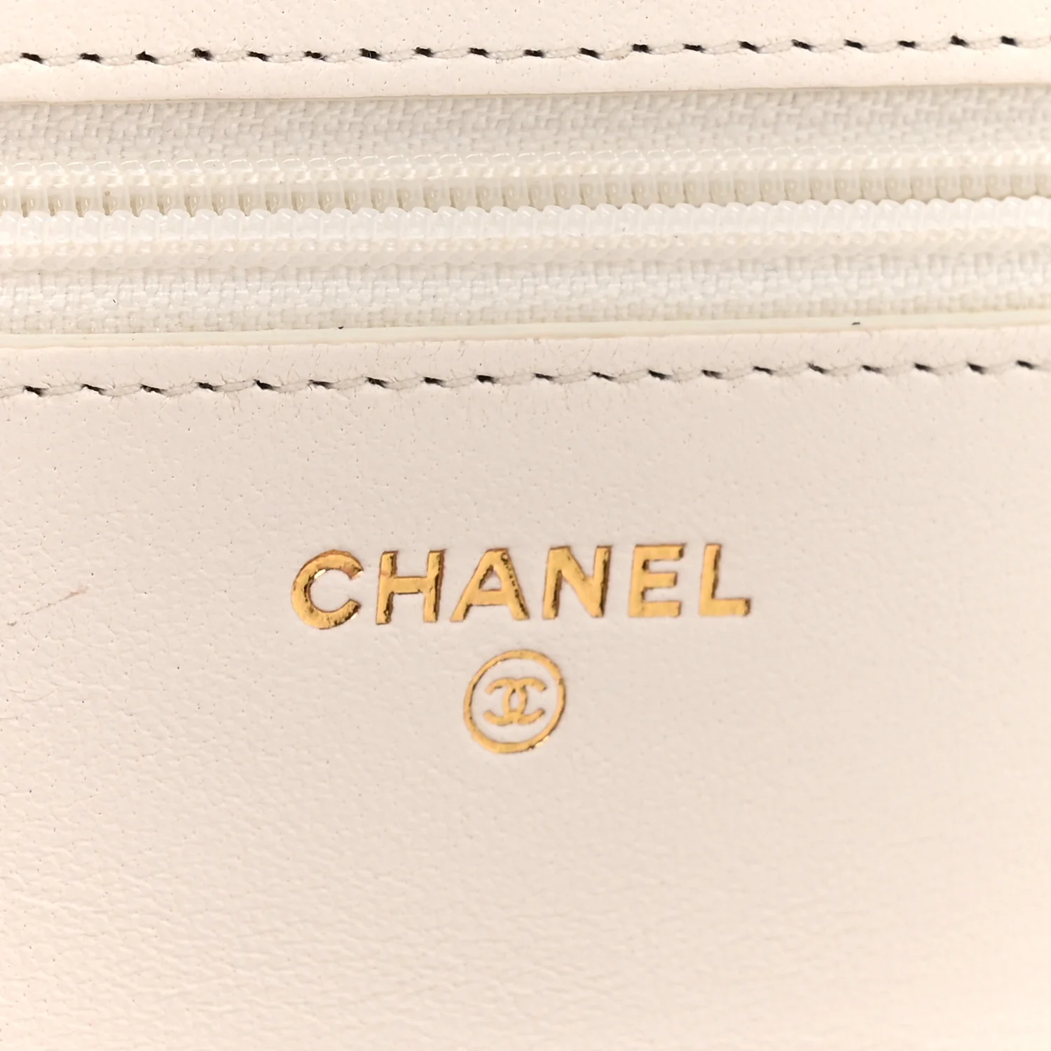Lambskin Quilted Chanel 19 Wallet On Chain WOC White - Image 6