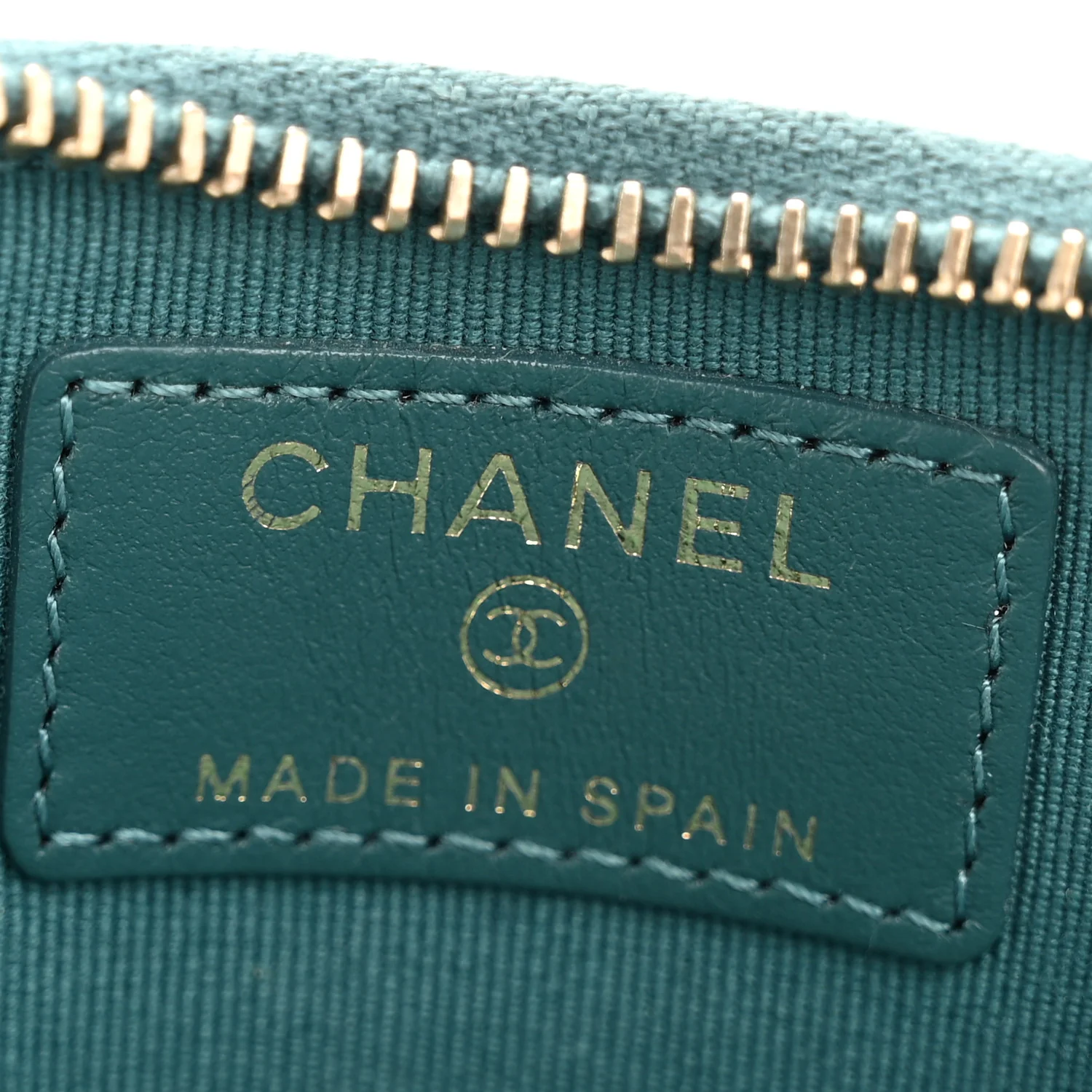 Lambskin Quilted Chanel 19 Zip Card Holder Wallet Dark Green - Image 12