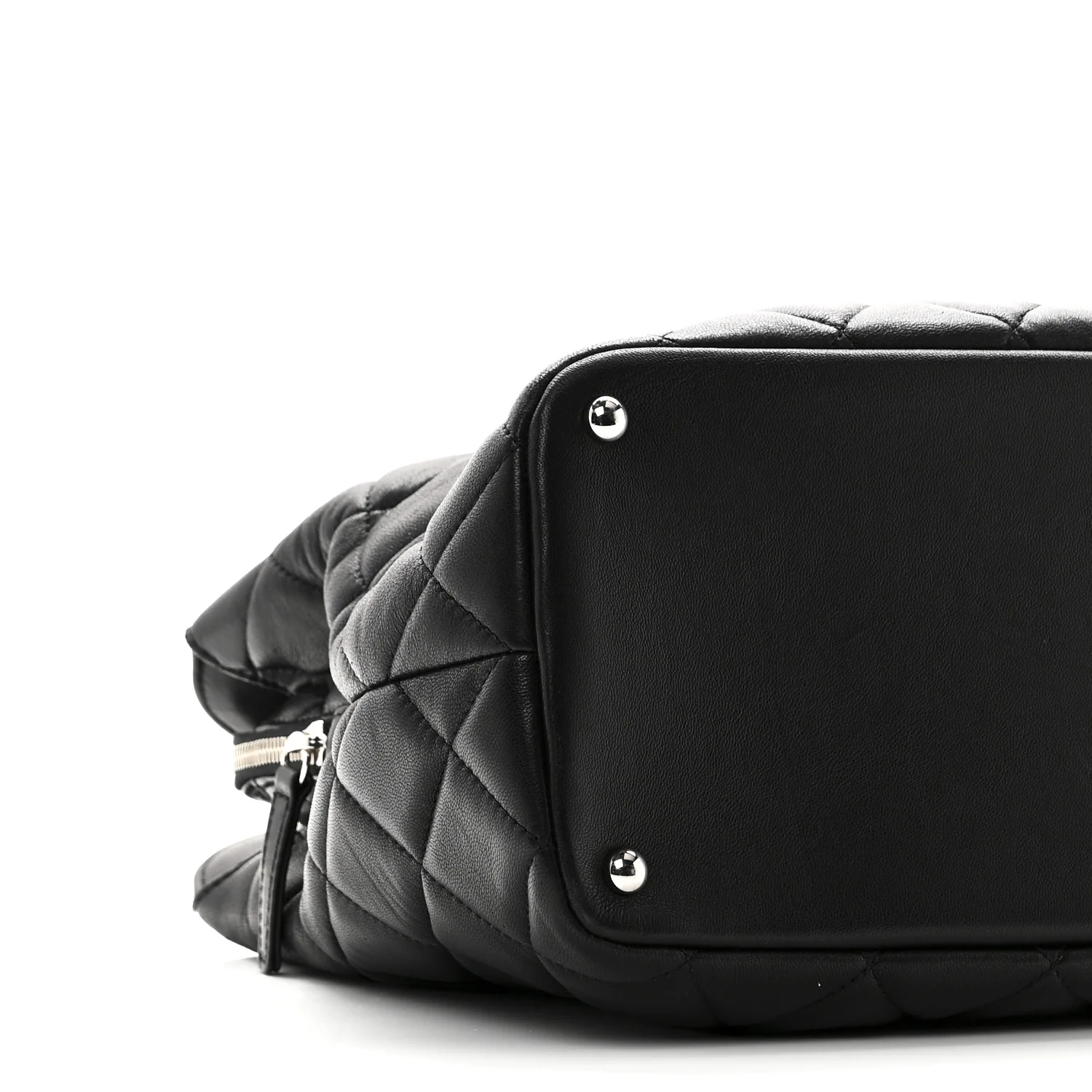 Lambskin Quilted Chic and Soft Shopping Tote Black - Image 9