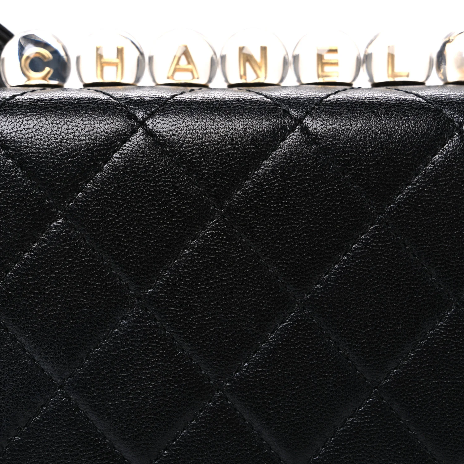 Lambskin Quilted Chic Pearls Flap Black - Image 8