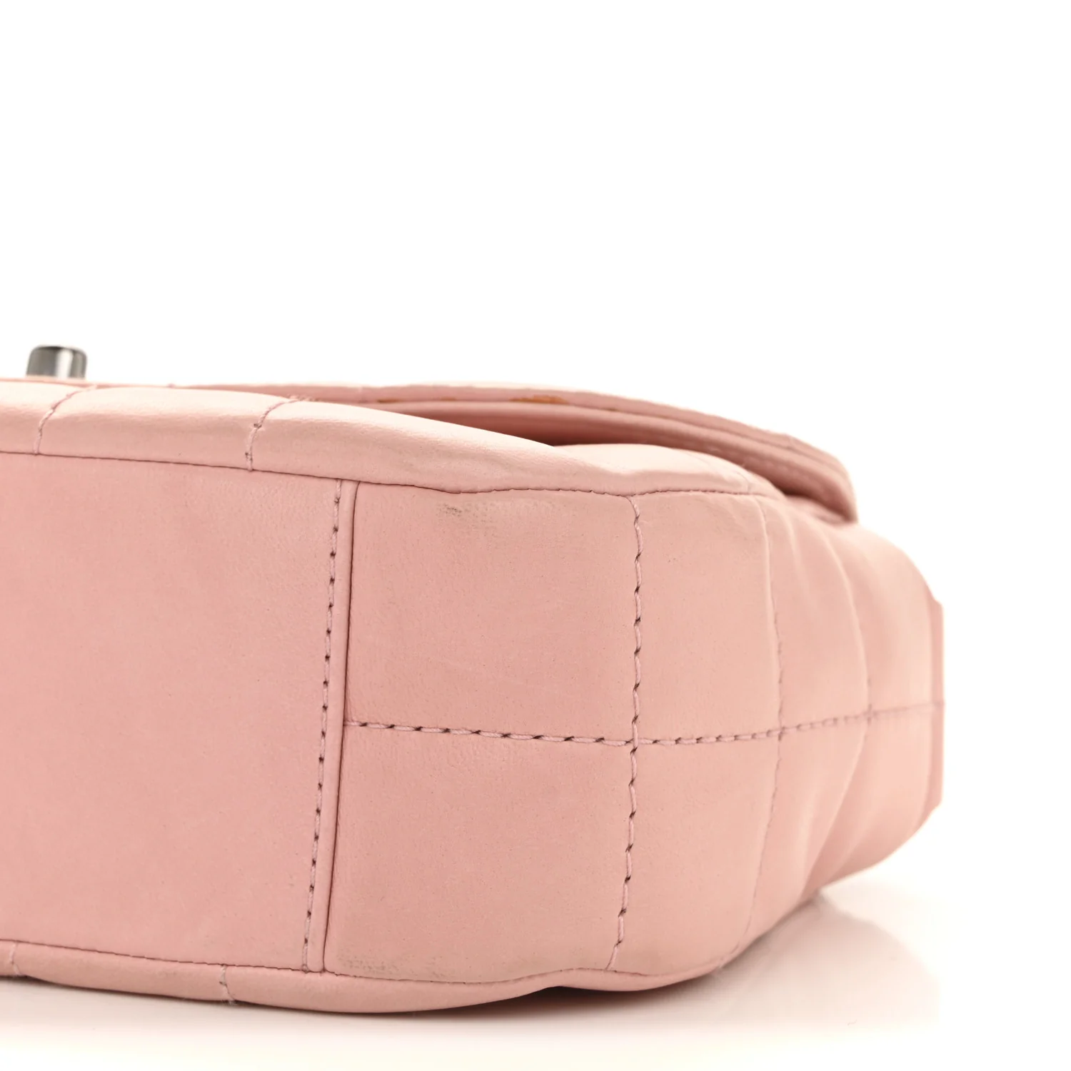 Lambskin Quilted Chocolate Bar 4 Chain Flap Pink - Image 9