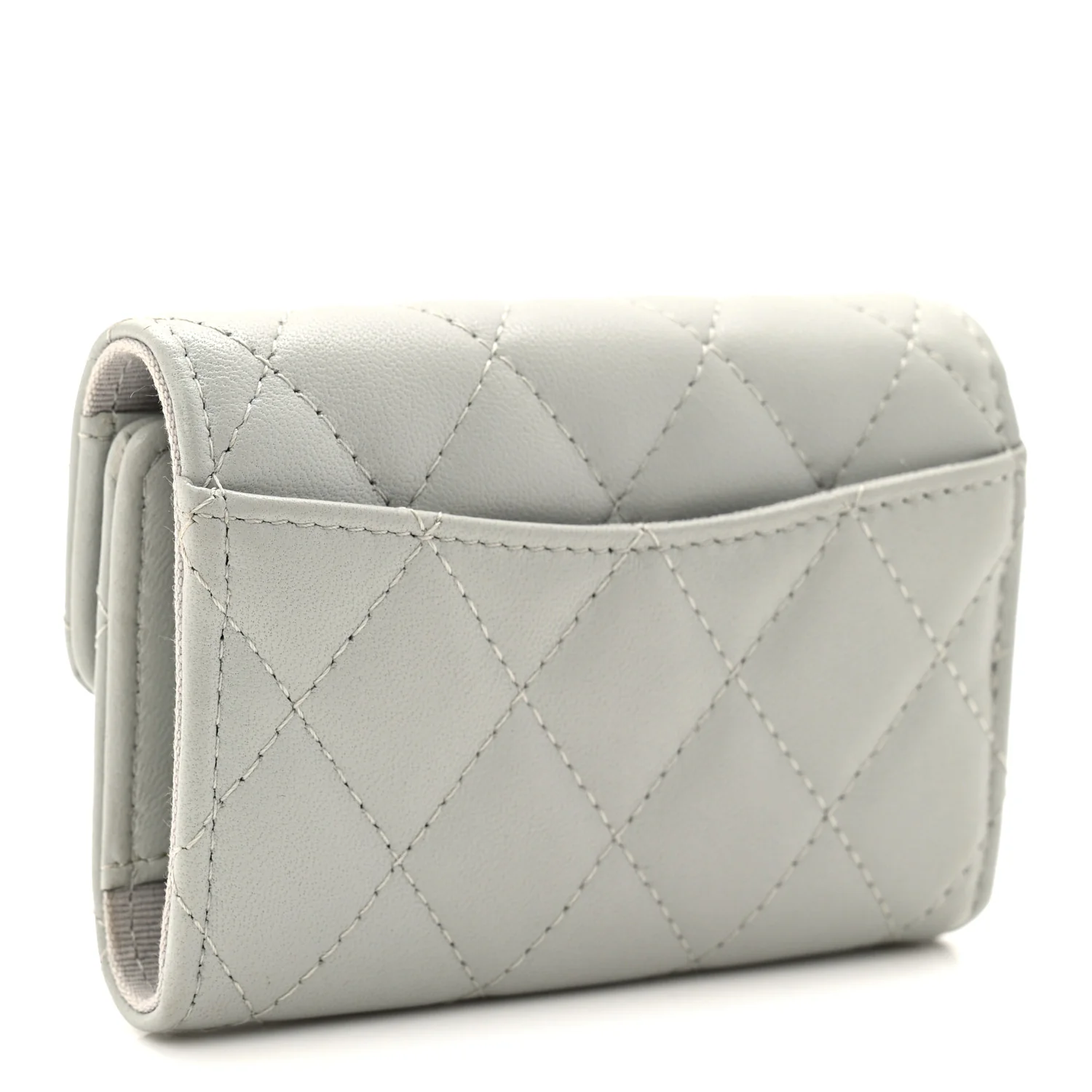 Lambskin Quilted Classic 4 Key Holder Wallet Grey - Image 3