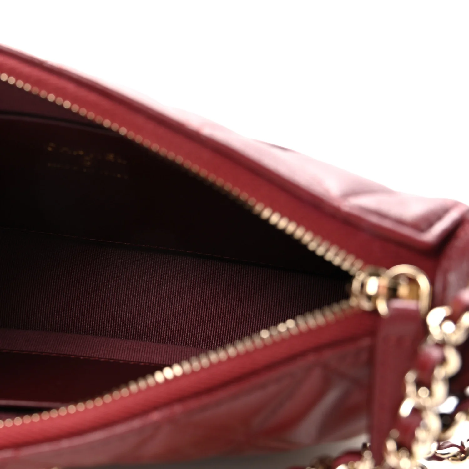 Lambskin Quilted Clutch With Chain Burgundy - Image 5