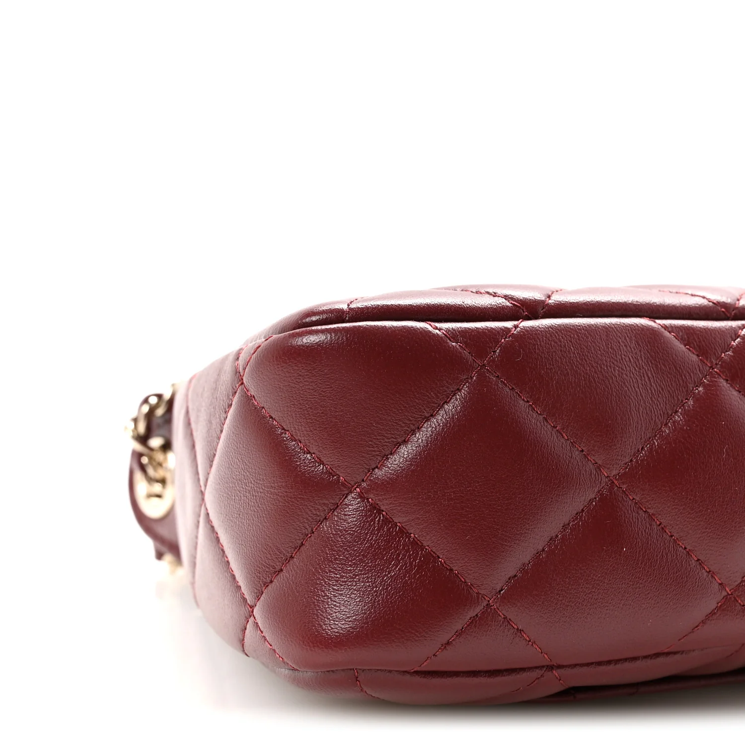 Lambskin Quilted Clutch With Chain Burgundy - Image 9