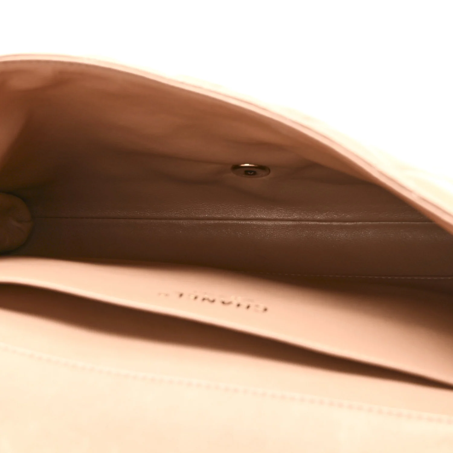 Lambskin Quilted Clutch with Chain Flap Beige Fonce - Image 5