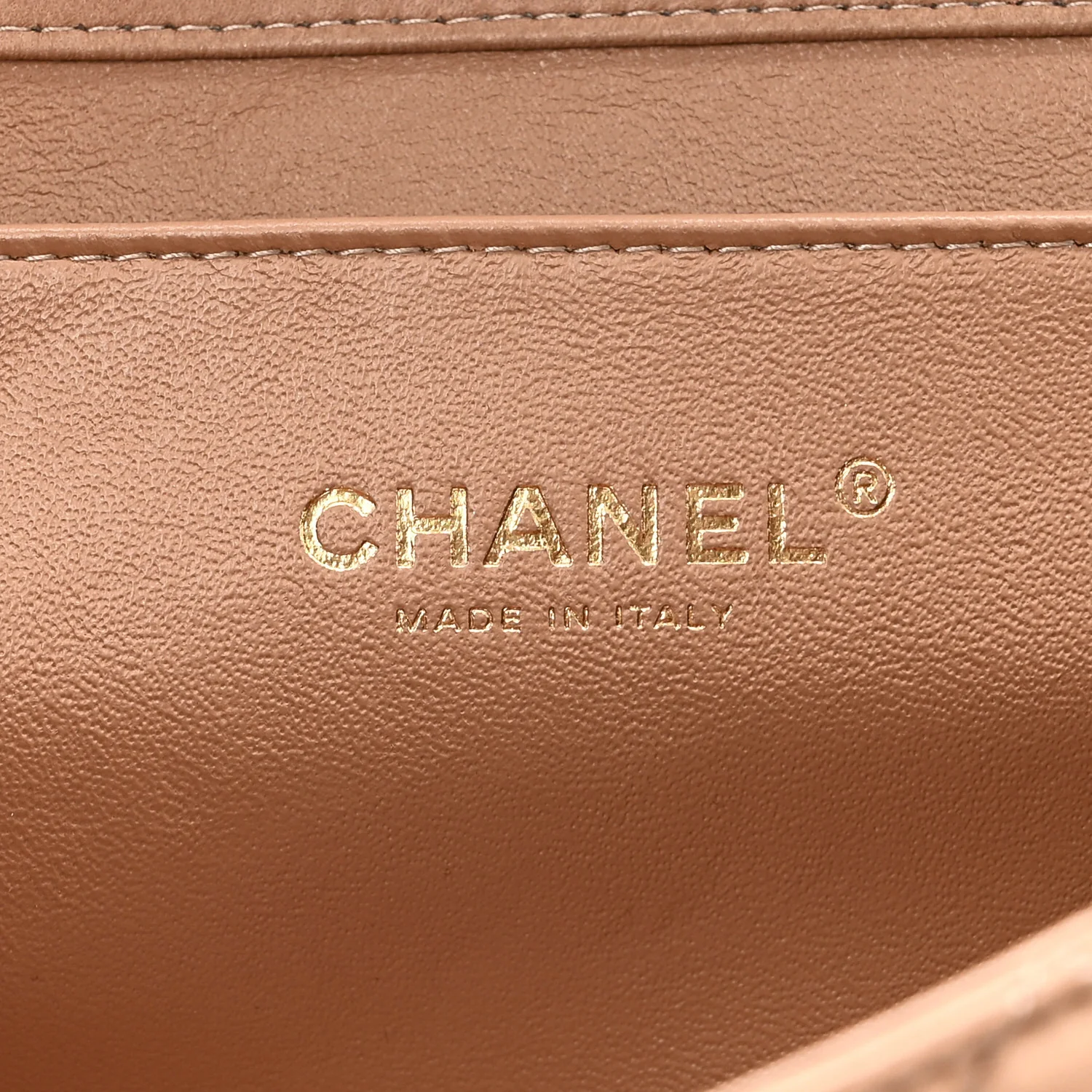 Lambskin Quilted Clutch with Chain Flap Beige Fonce - Image 6