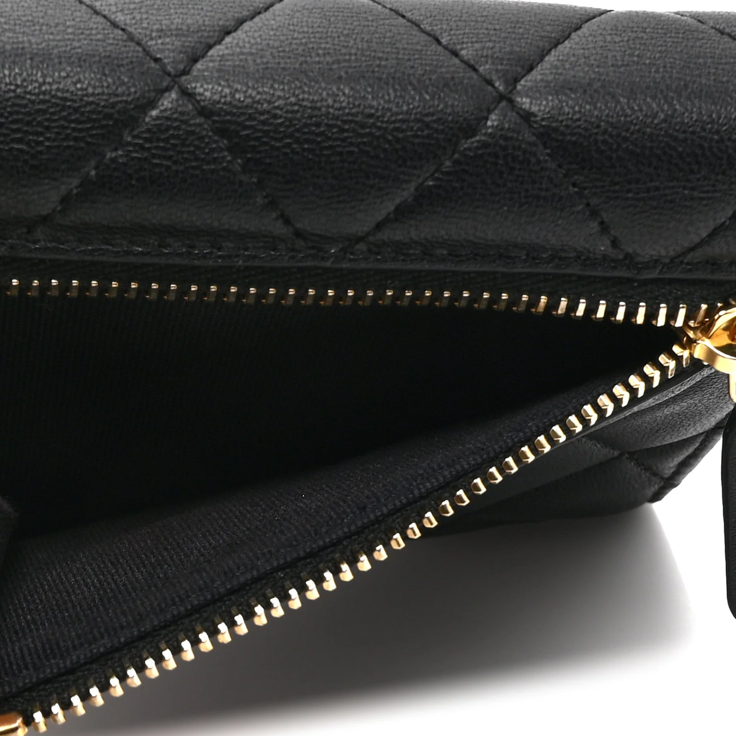 Lambskin Quilted Compact Flap Wallet Black - Image 7