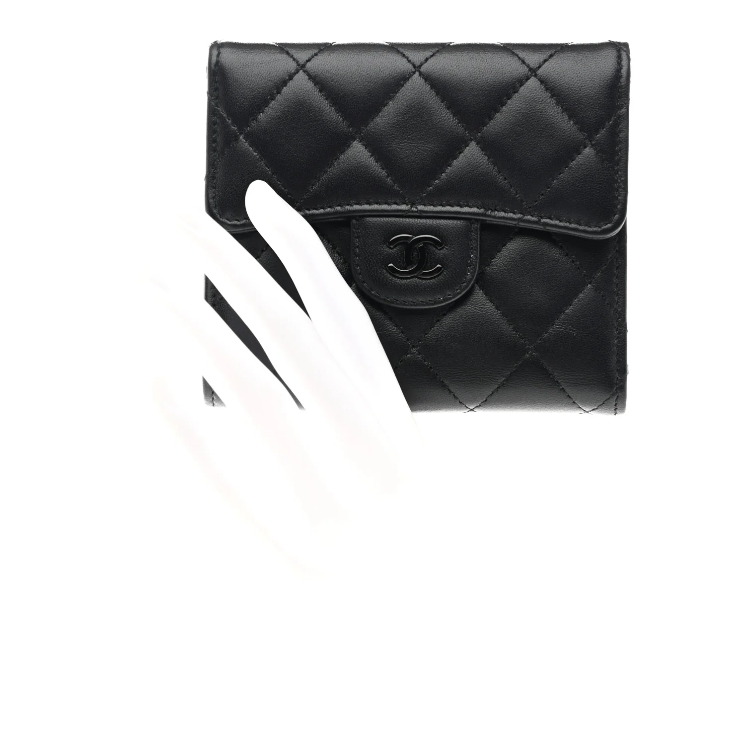Lambskin Quilted Compact Flap Wallet So Black - Image 2