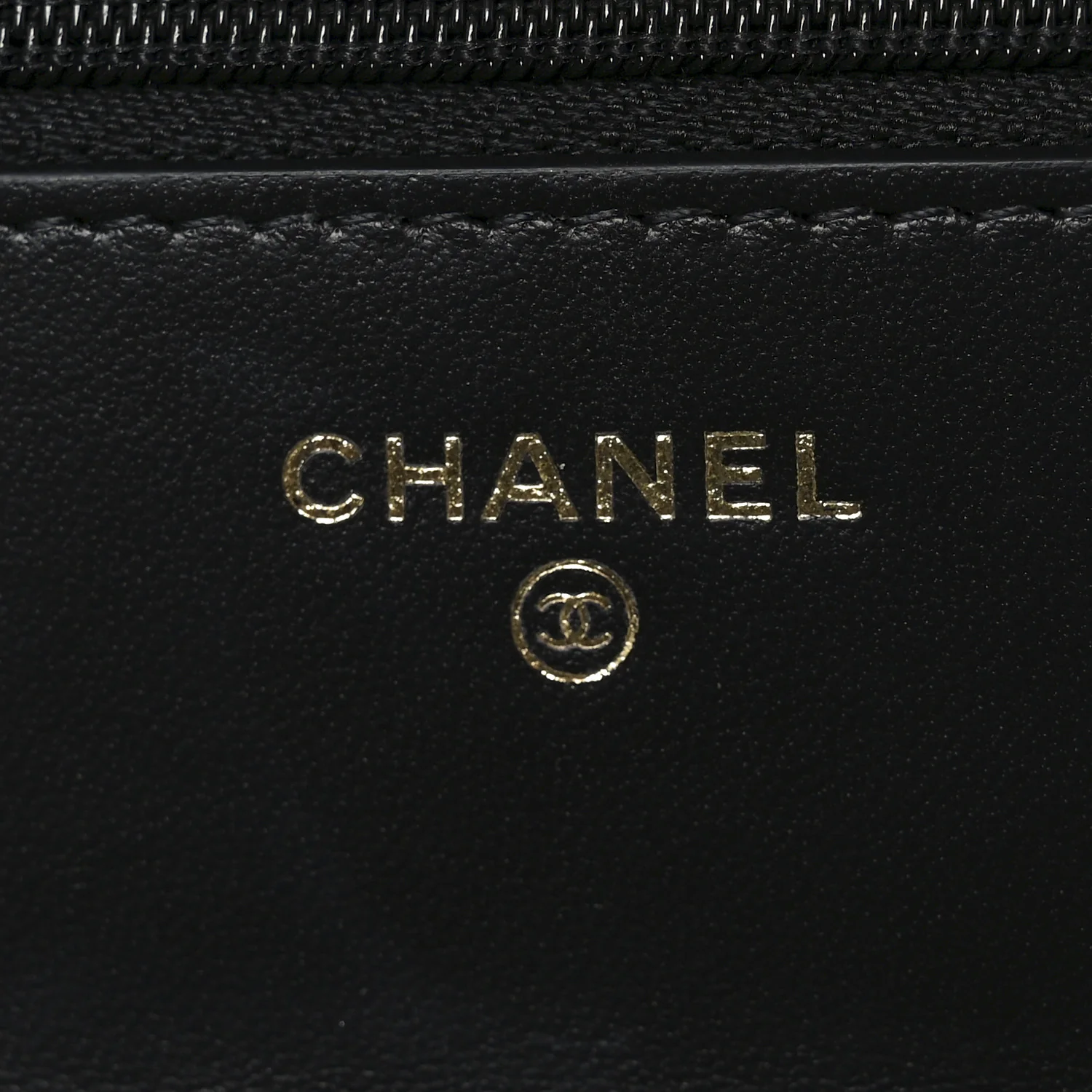 Lambskin Quilted Crystal Handle Wallet On Chain WOC Black - Image 6