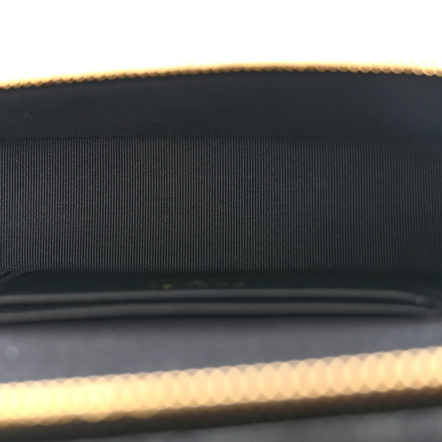 Lambskin Quilted Crystal Ridged CC Top Handle Slim Vanity Case With Chain Black - Image 5