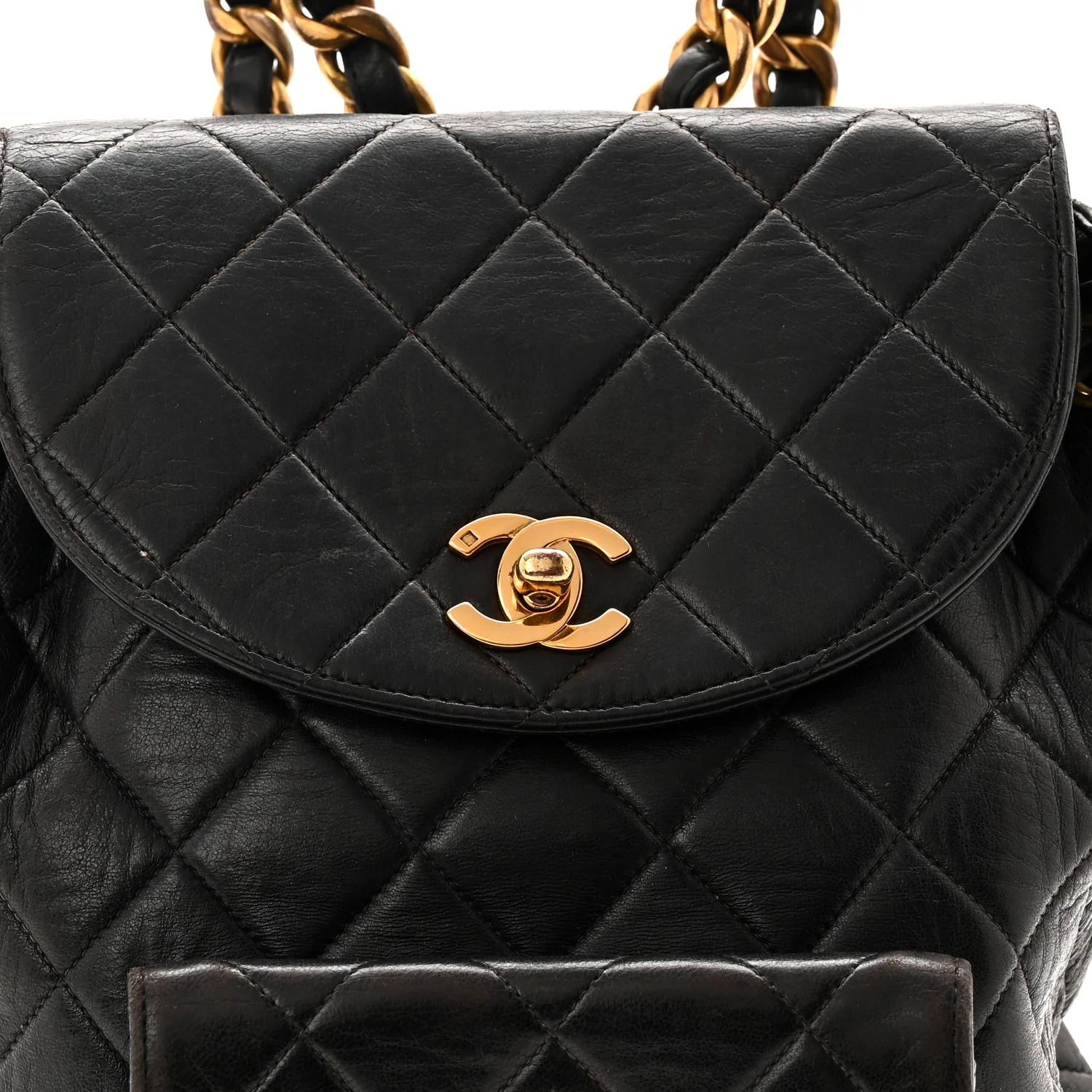 Lambskin Quilted Drawstring Backpack Black - Image 17