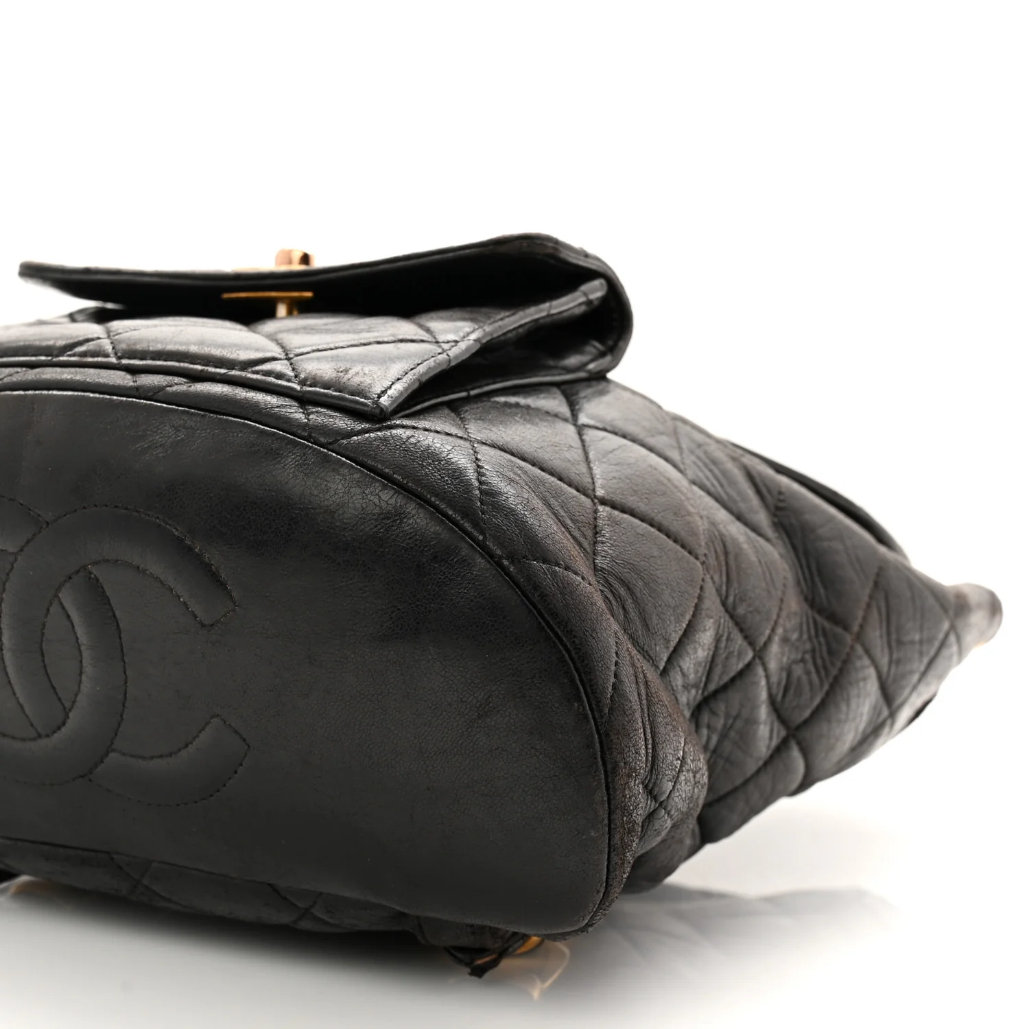 Lambskin Quilted Drawstring Backpack Black - Image 20