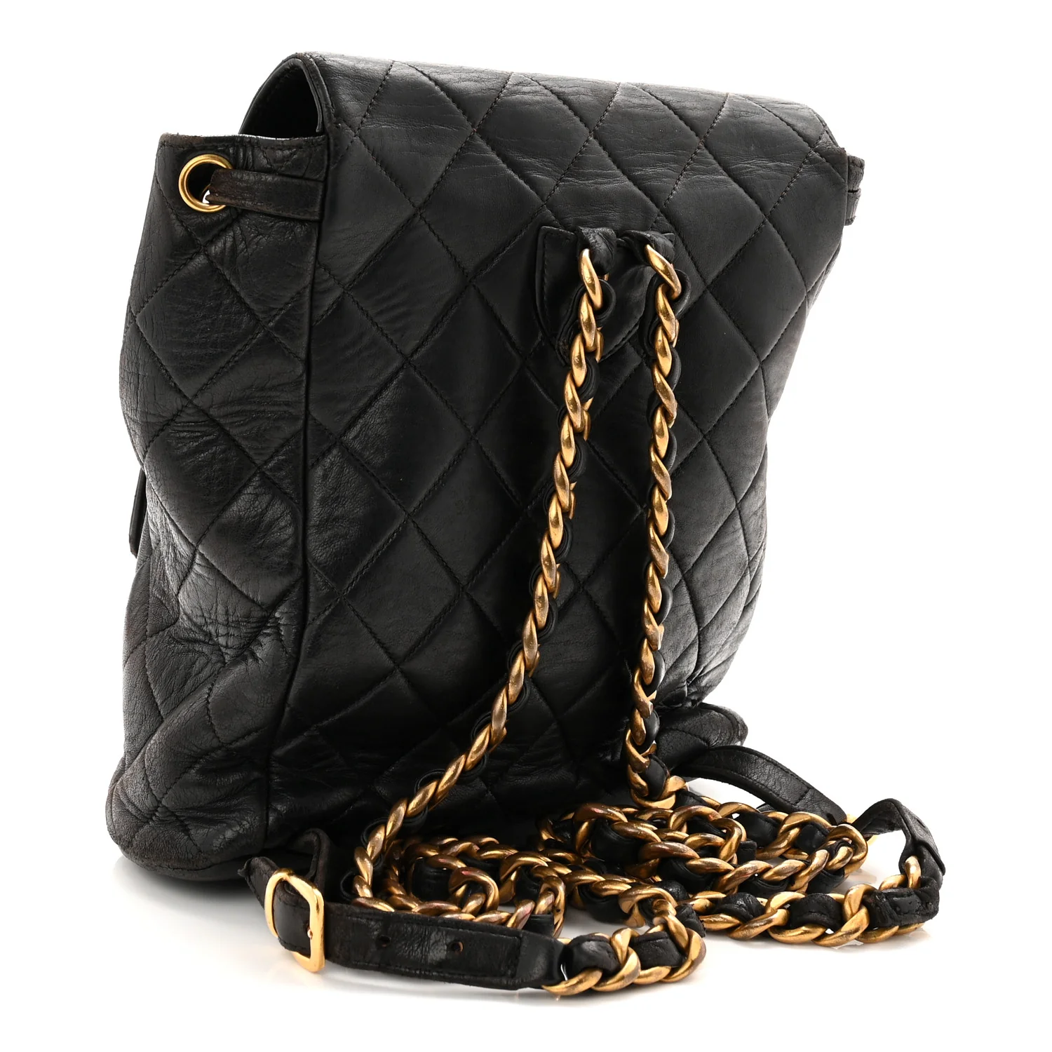 Lambskin Quilted Drawstring Backpack Black - Image 5