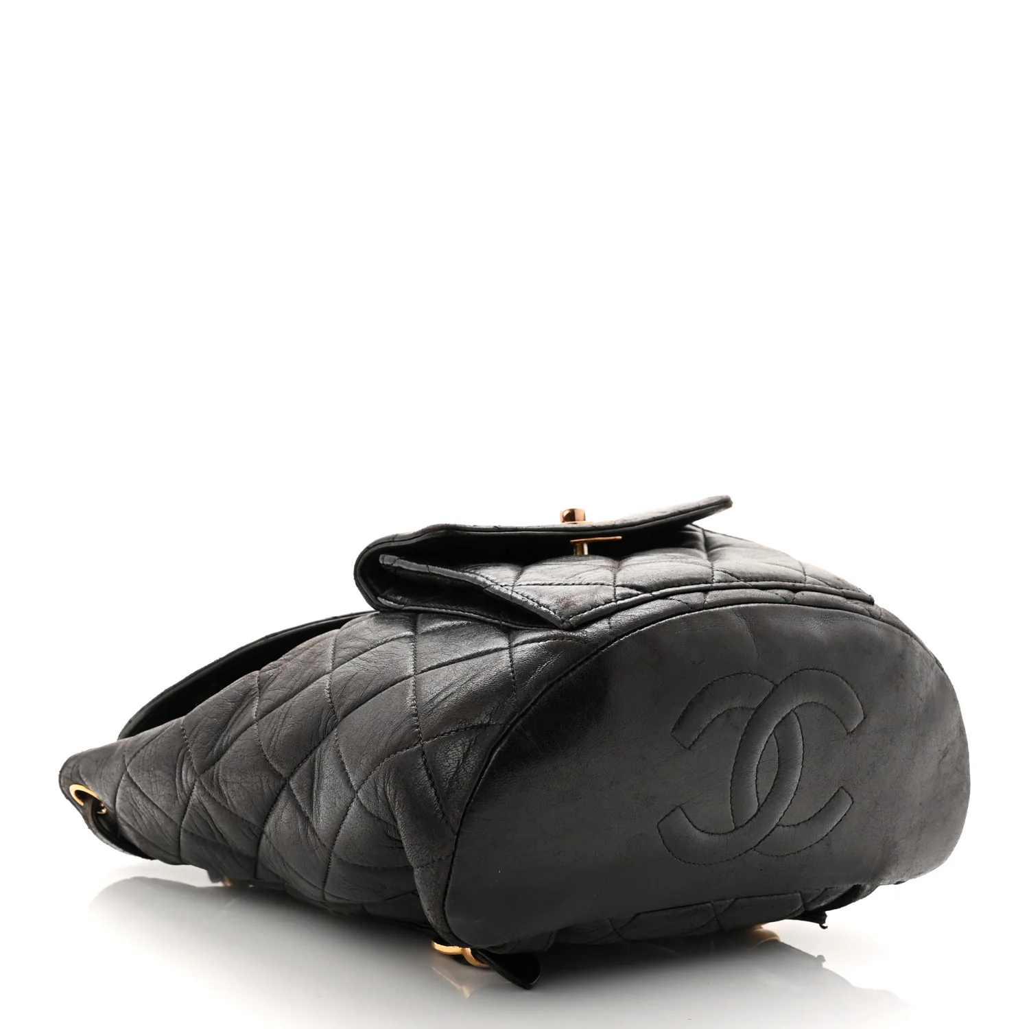 Lambskin Quilted Drawstring Backpack Black - Image 6