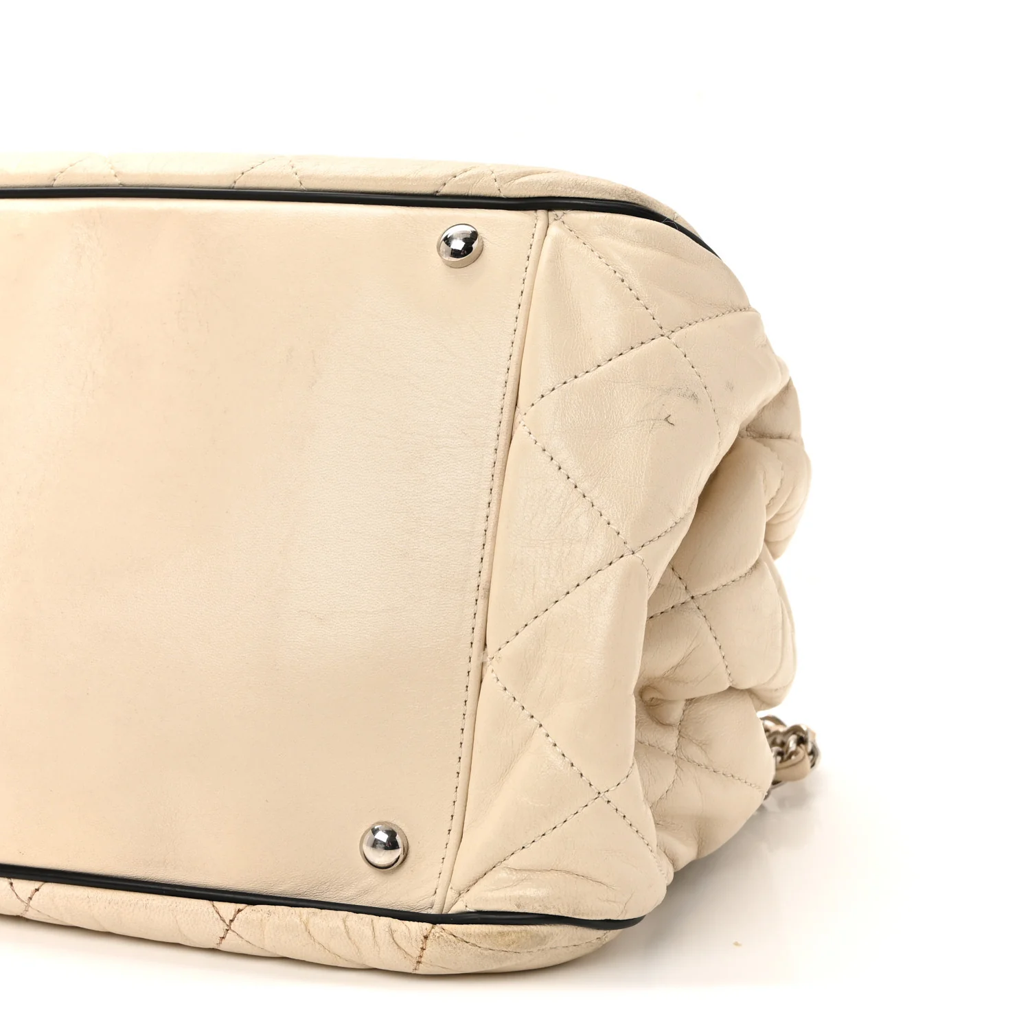 Lambskin Quilted East West Accordion Flap Ivory - Image 10