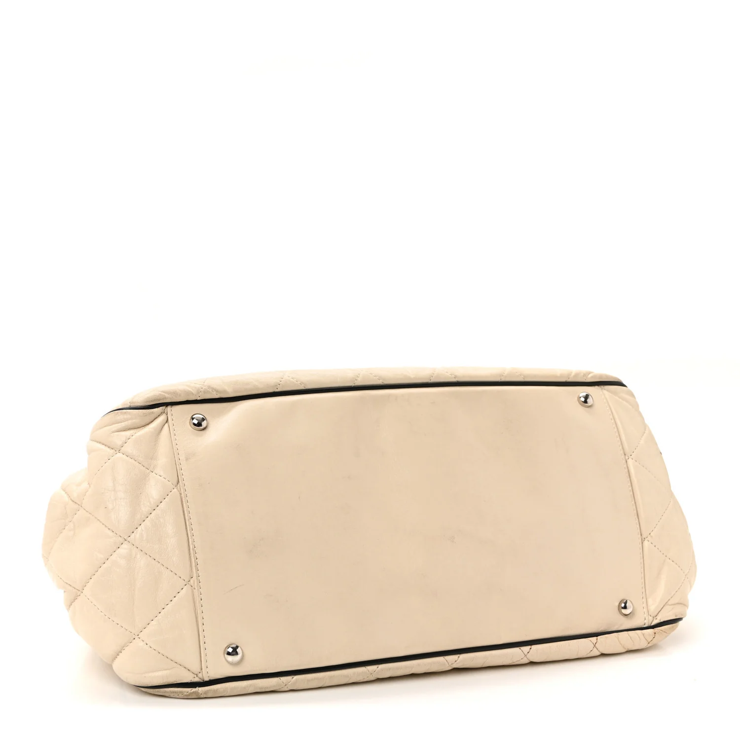 Lambskin Quilted East West Accordion Flap Ivory - Image 4