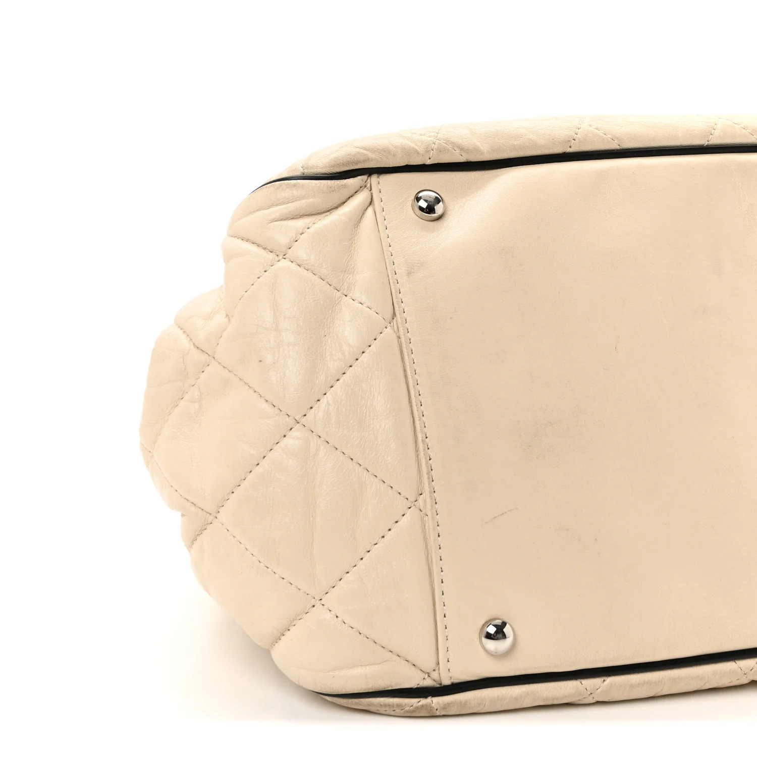 Lambskin Quilted East West Accordion Flap Ivory - Image 9