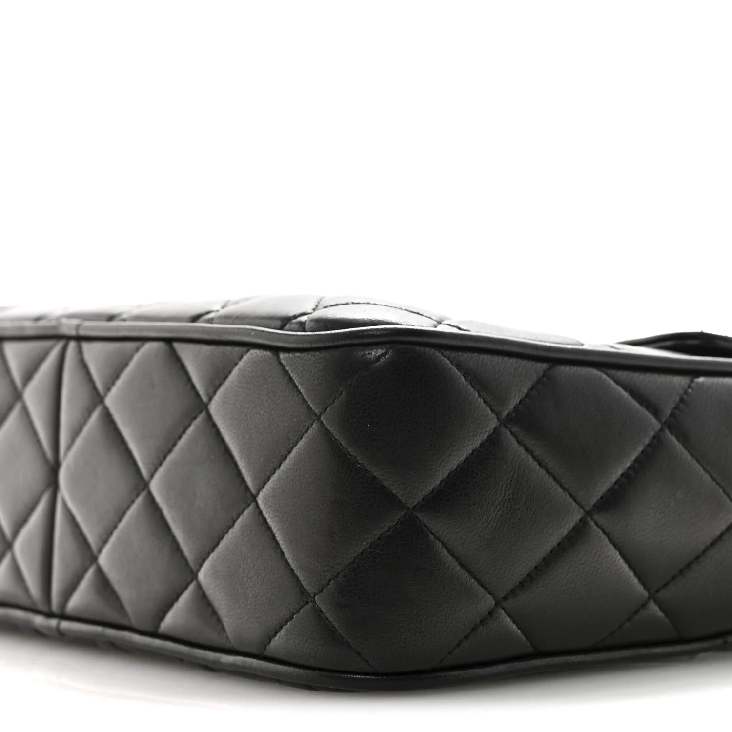 Lambskin Quilted Flap Camera Tassel Case Black - Image 10