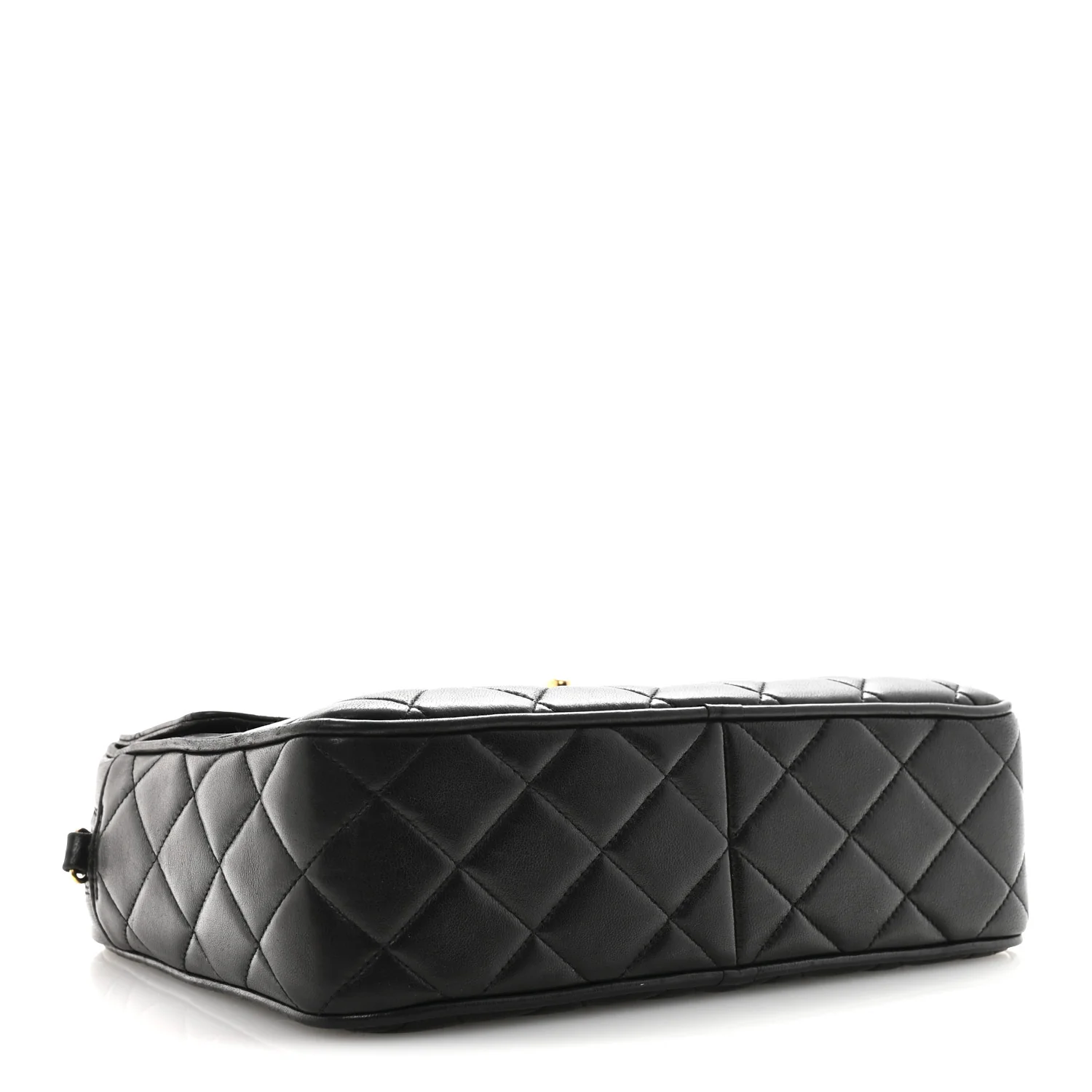 Lambskin Quilted Flap Camera Tassel Case Black - Image 4