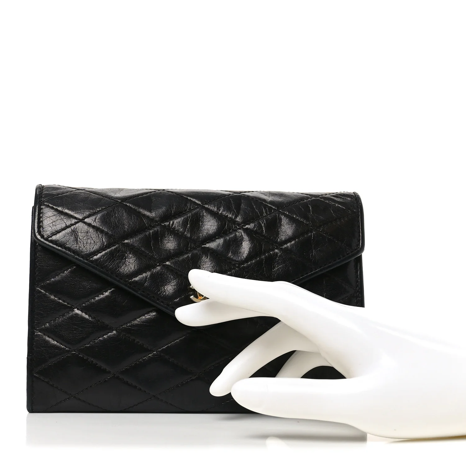Lambskin Quilted Flap Pouch Black - Image 2