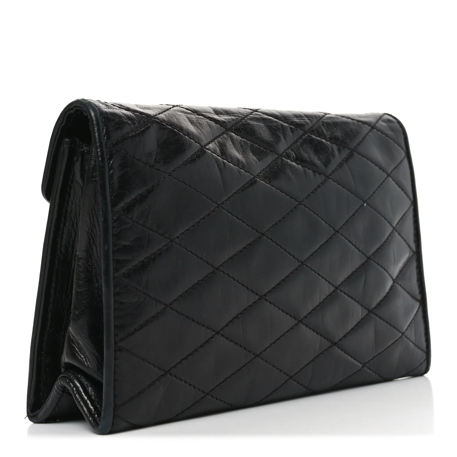 Lambskin Quilted Flap Pouch Black - Image 3