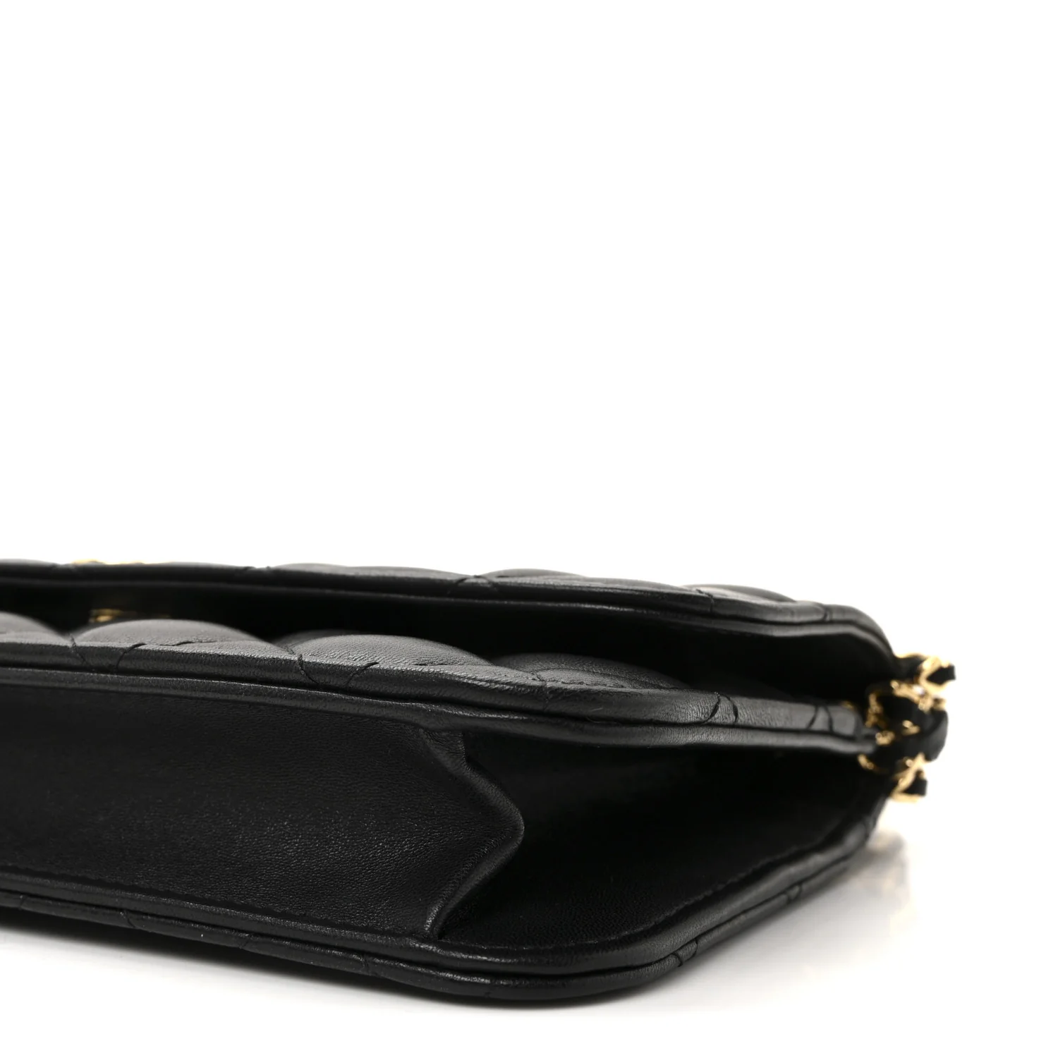Lambskin Quilted Flap Shoulder Bag Chain Black - Image 11
