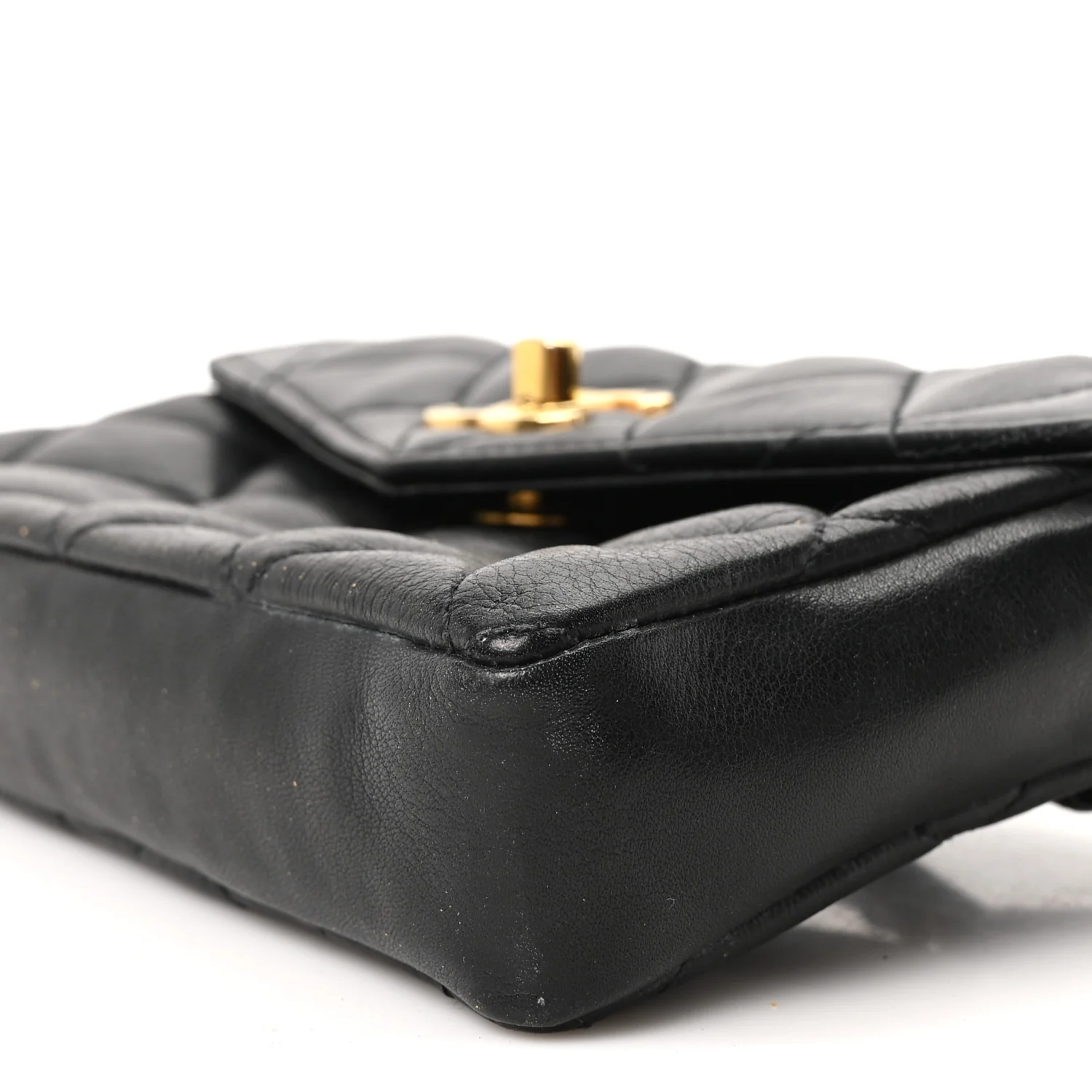 Lambskin Quilted Flap Waist Belt Bag 75 30 Black - Image 9