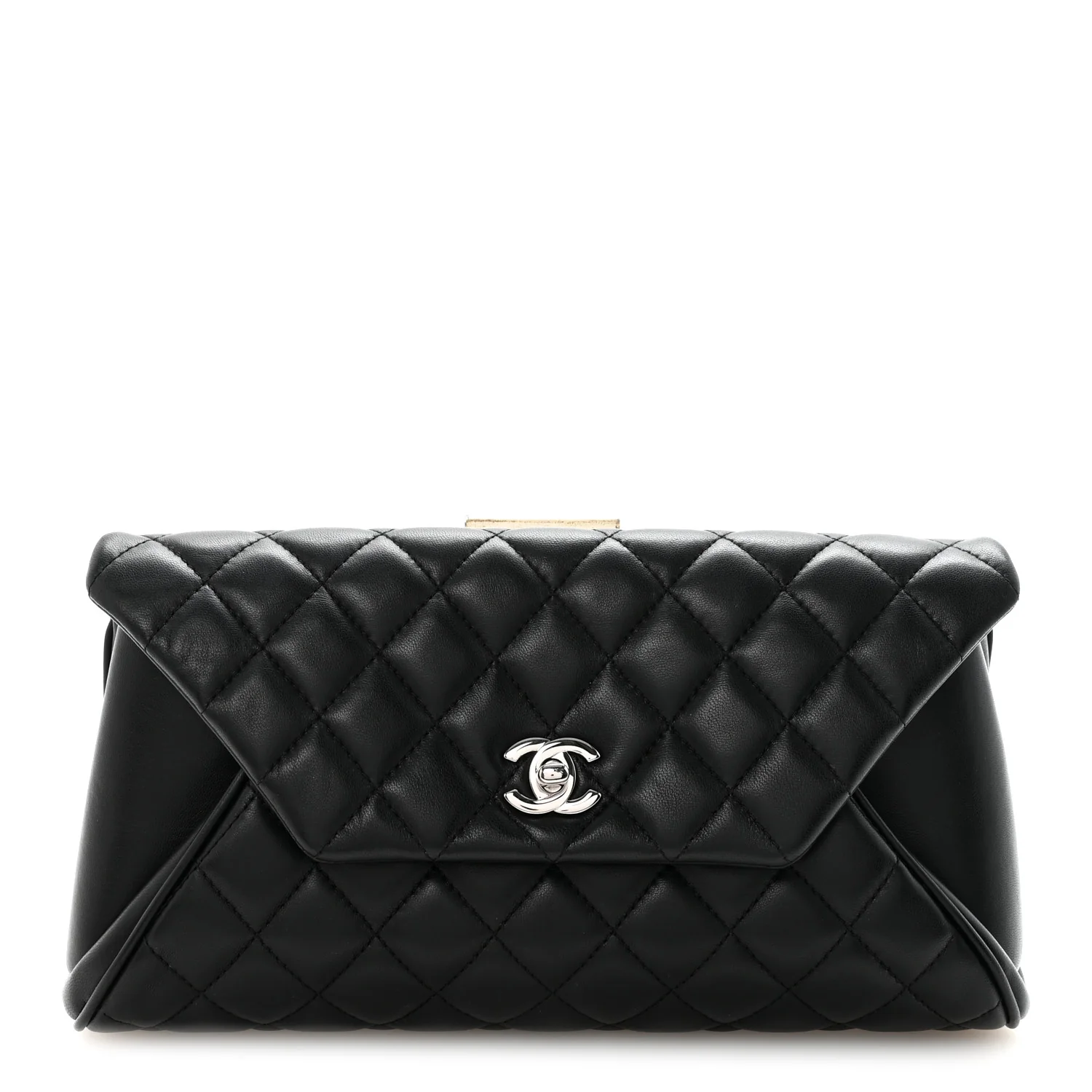 Lambskin Quilted Fold Up Again Clutch Black