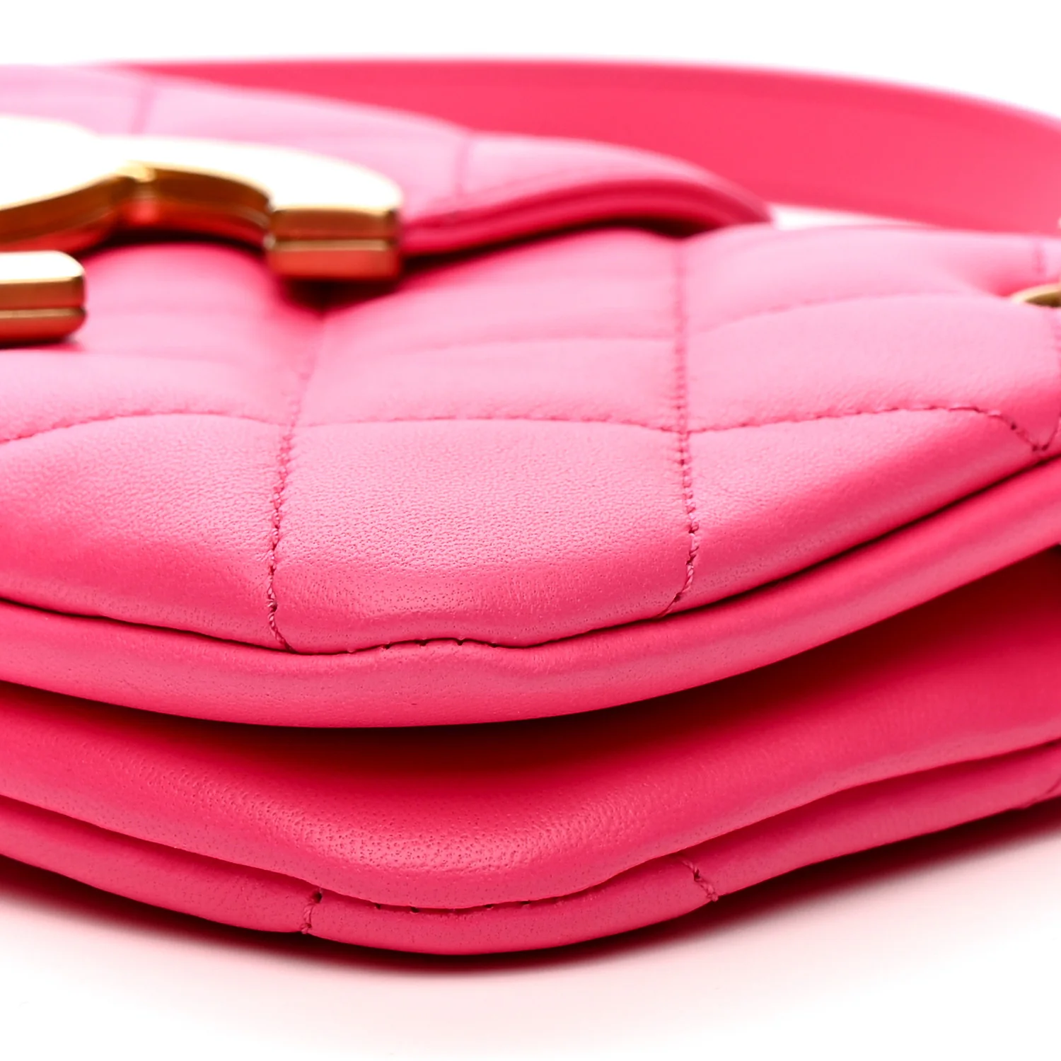 Lambskin Quilted Giant CC Baguette Bag Fuchsia - Image 10