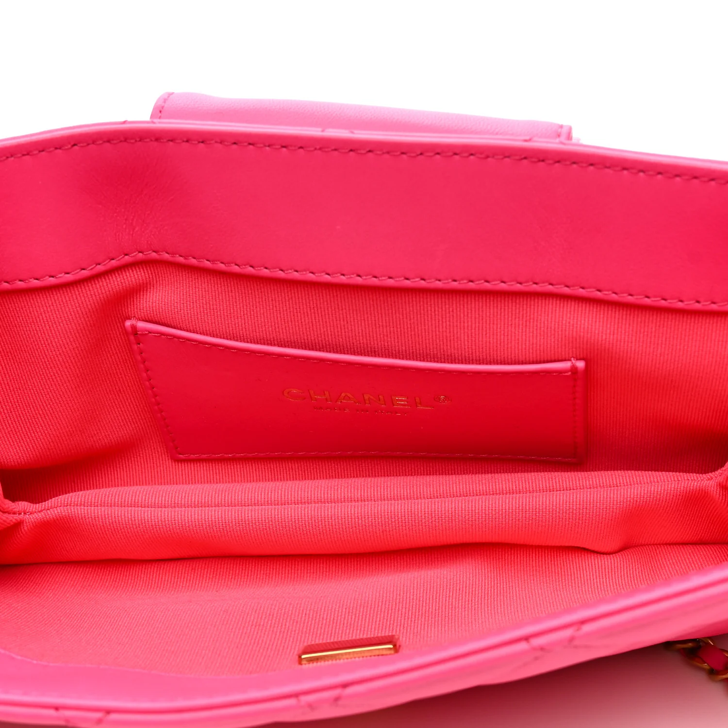 Lambskin Quilted Giant CC Baguette Bag Fuchsia - Image 5