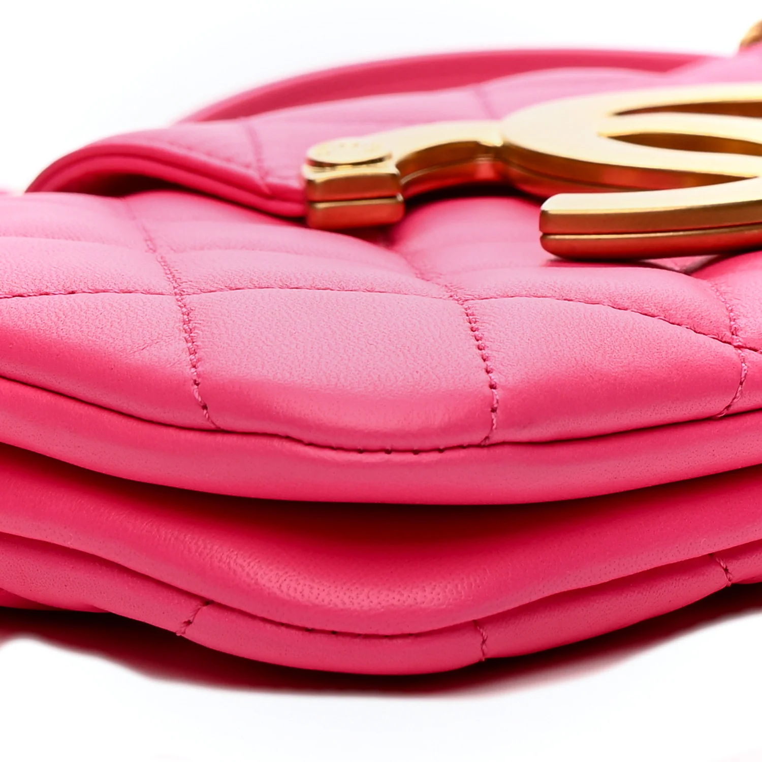 Lambskin Quilted Giant CC Baguette Bag Fuchsia - Image 9