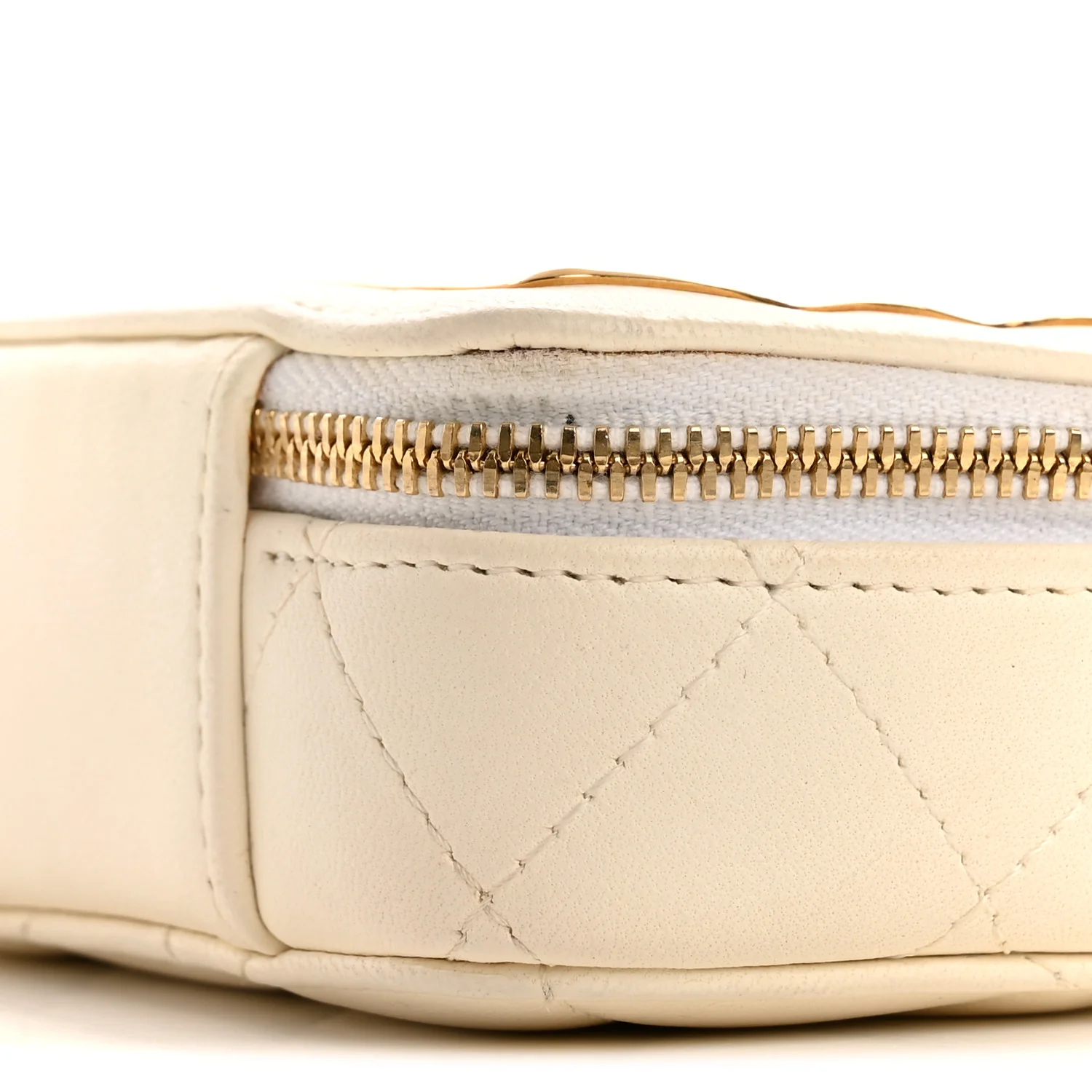 Lambskin Quilted Golden Plate Clutch With Chain White - Image 10