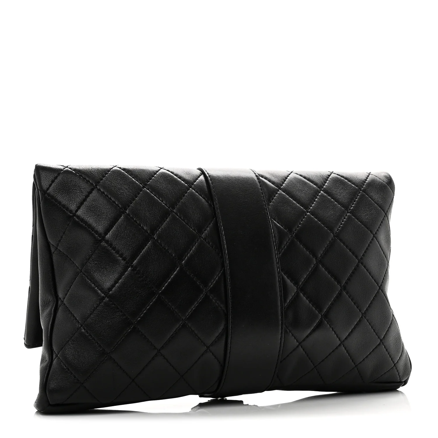 Lambskin Quilted Grip Clutch Black - Image 3