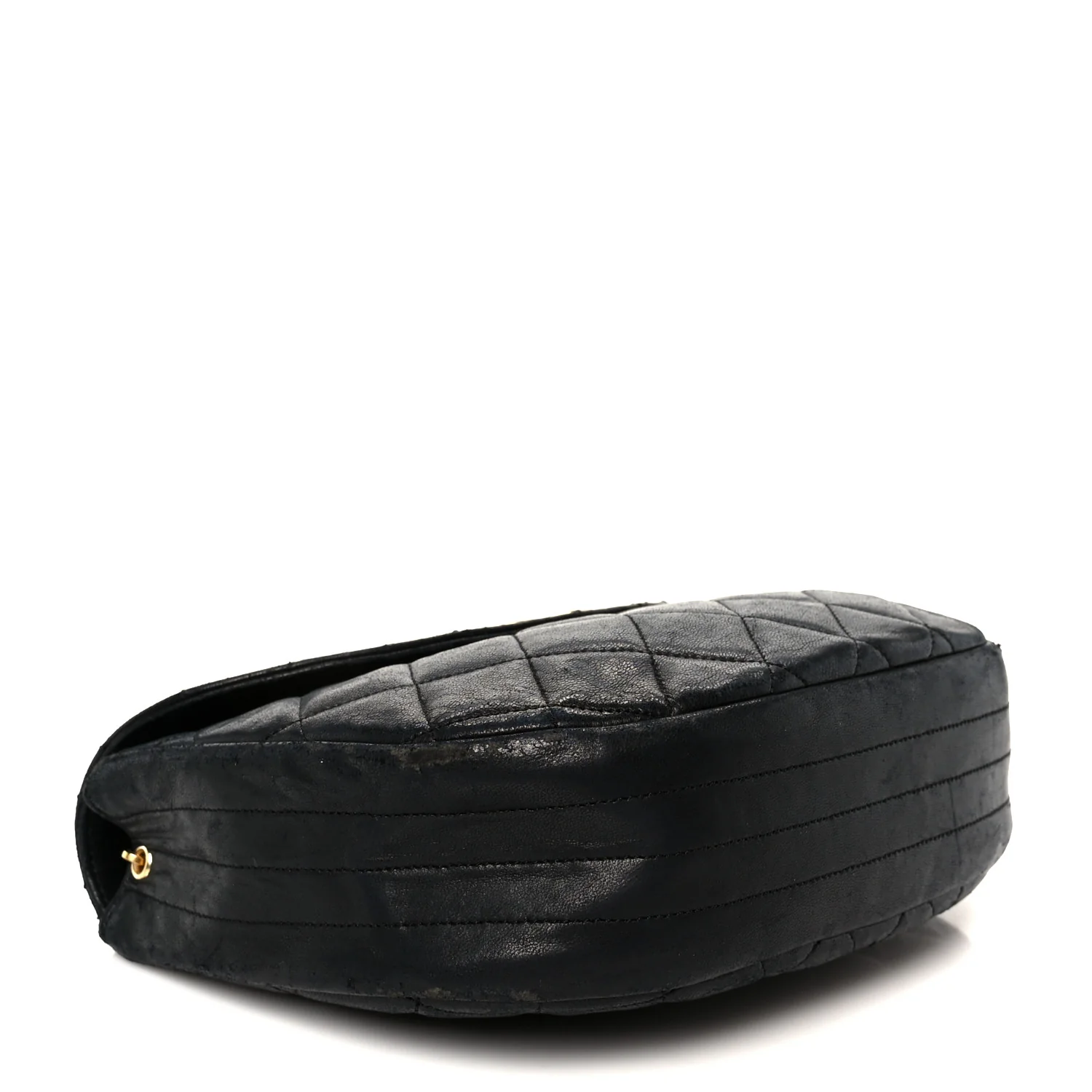 Lambskin Quilted Half Moon Flap Black - Image 4