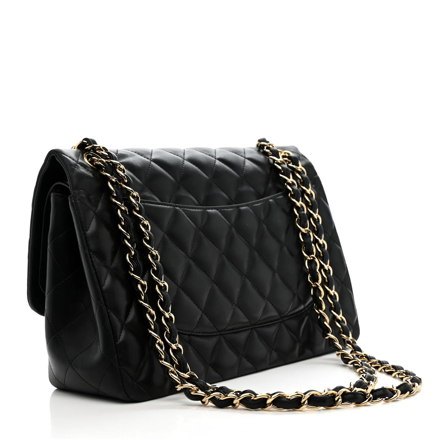 Lambskin Quilted Jumbo Double Flap Black - Image 3