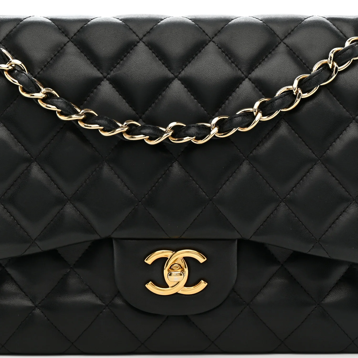Lambskin Quilted Jumbo Double Flap Black - Image 8