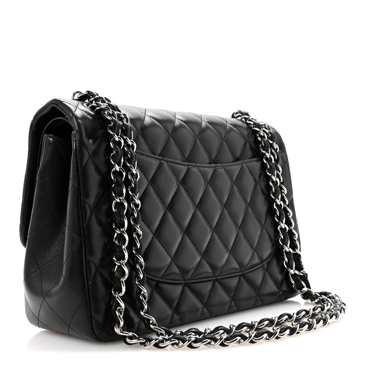 Lambskin Quilted Jumbo Double Flap Black - Image 3