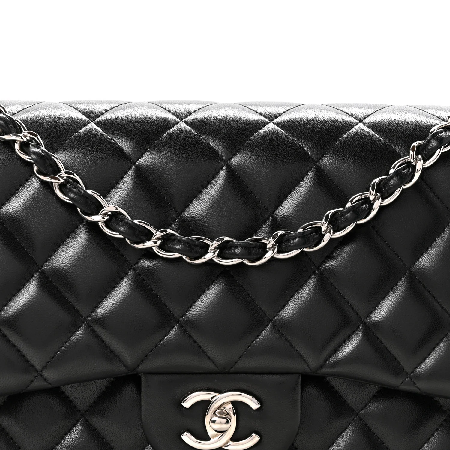 Lambskin Quilted Jumbo Double Flap Black - Image 8