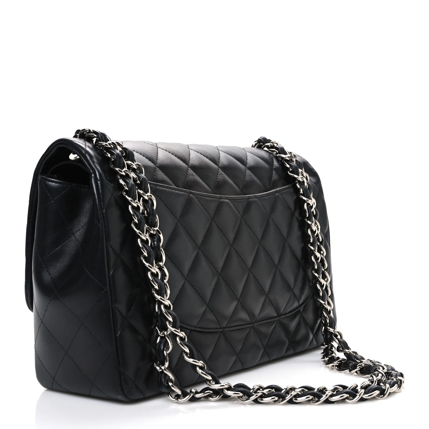 Lambskin Quilted Jumbo Double Flap Black - Image 3