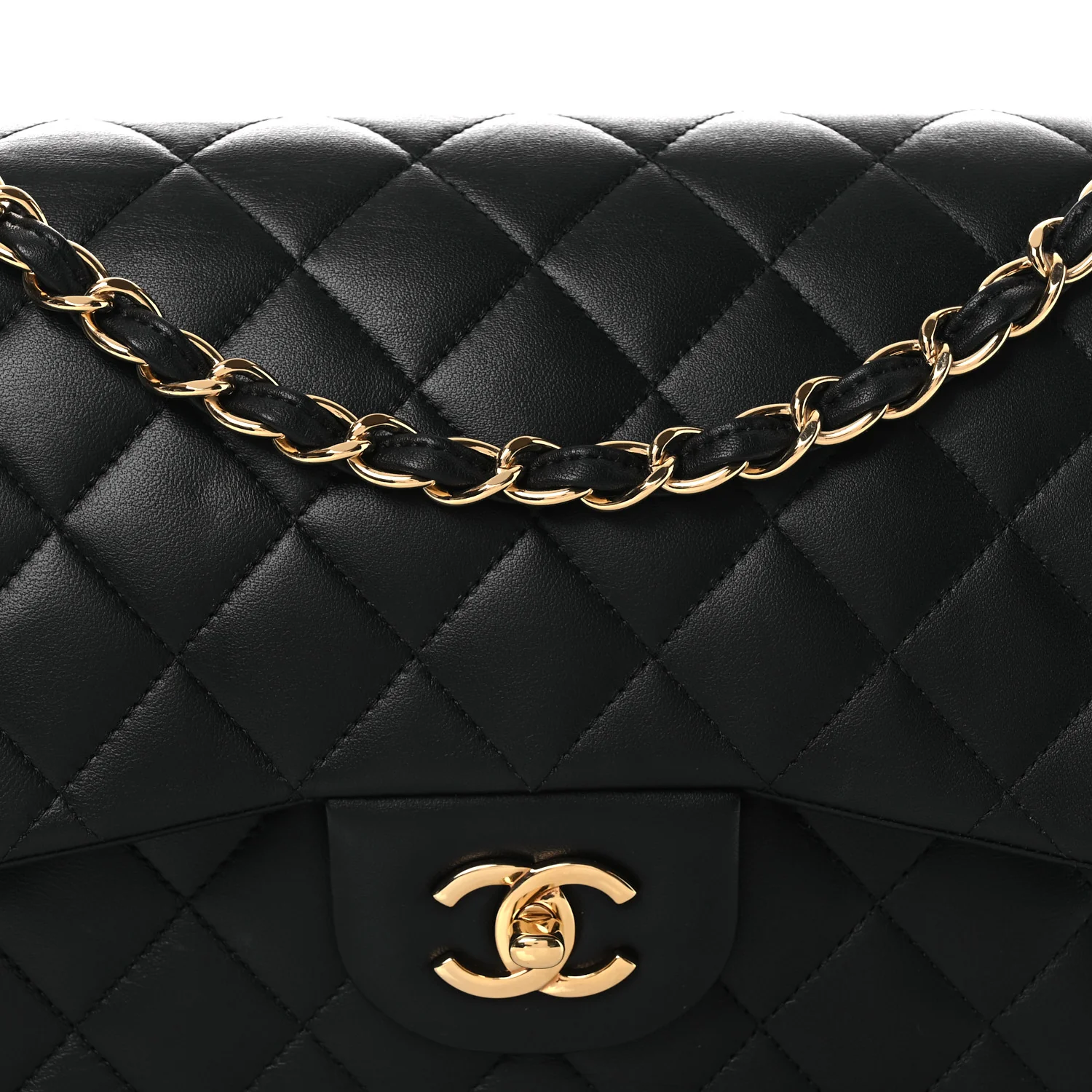 Lambskin Quilted Jumbo Double Flap Black - Image 8