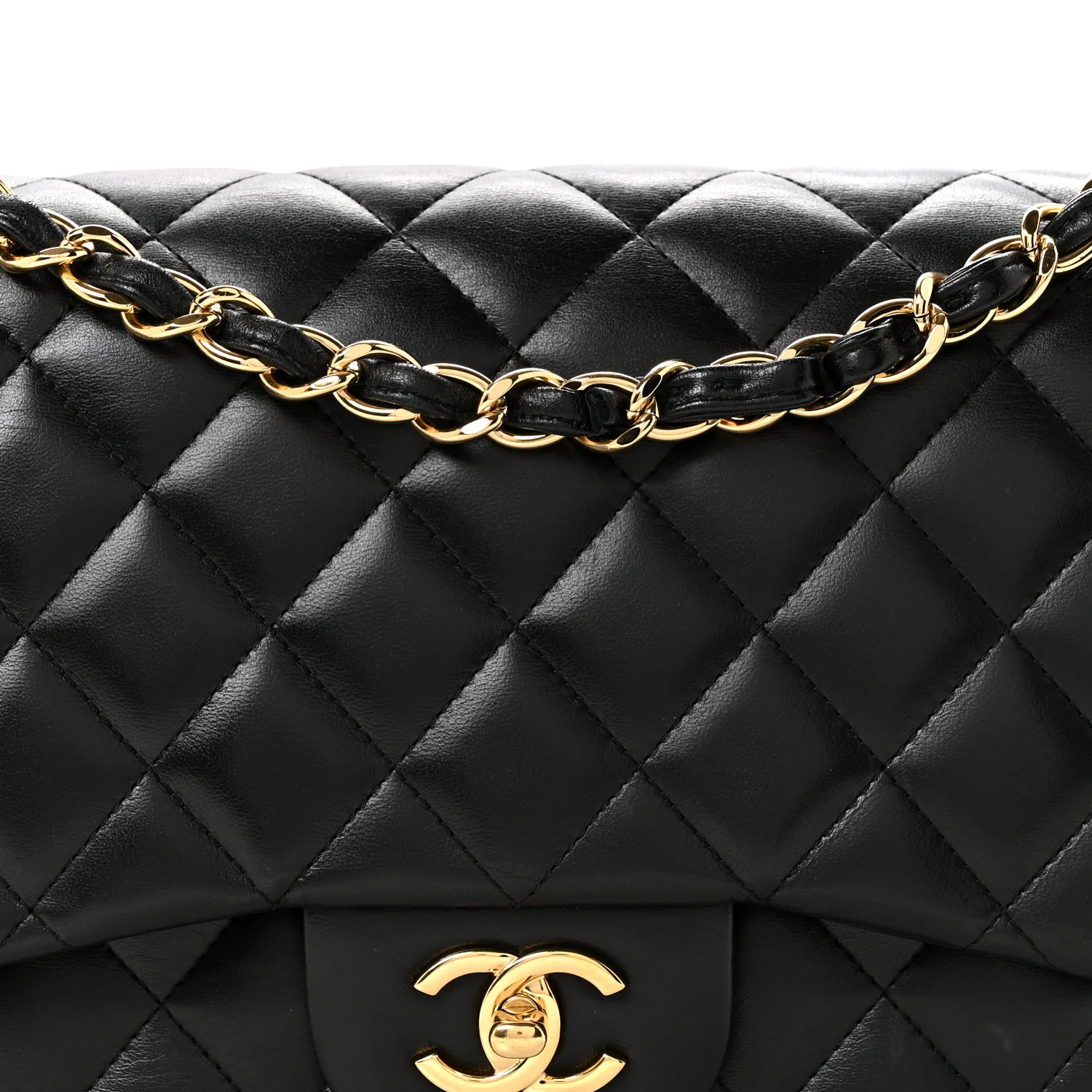 Lambskin Quilted Jumbo Double Flap Black - Image 8