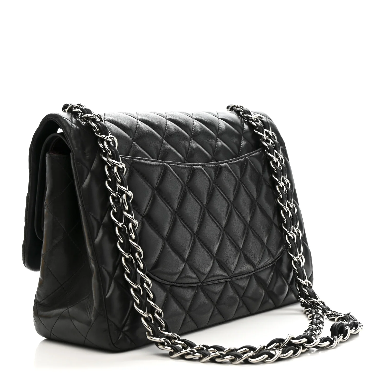Lambskin Quilted Jumbo Double Flap Black - Image 3