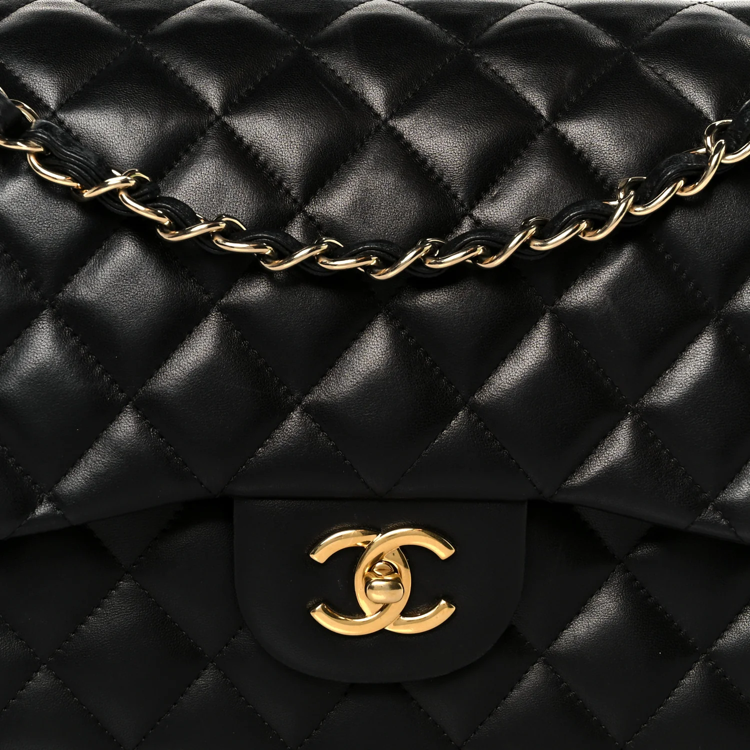 Lambskin Quilted Jumbo Double Flap Black - Image 9