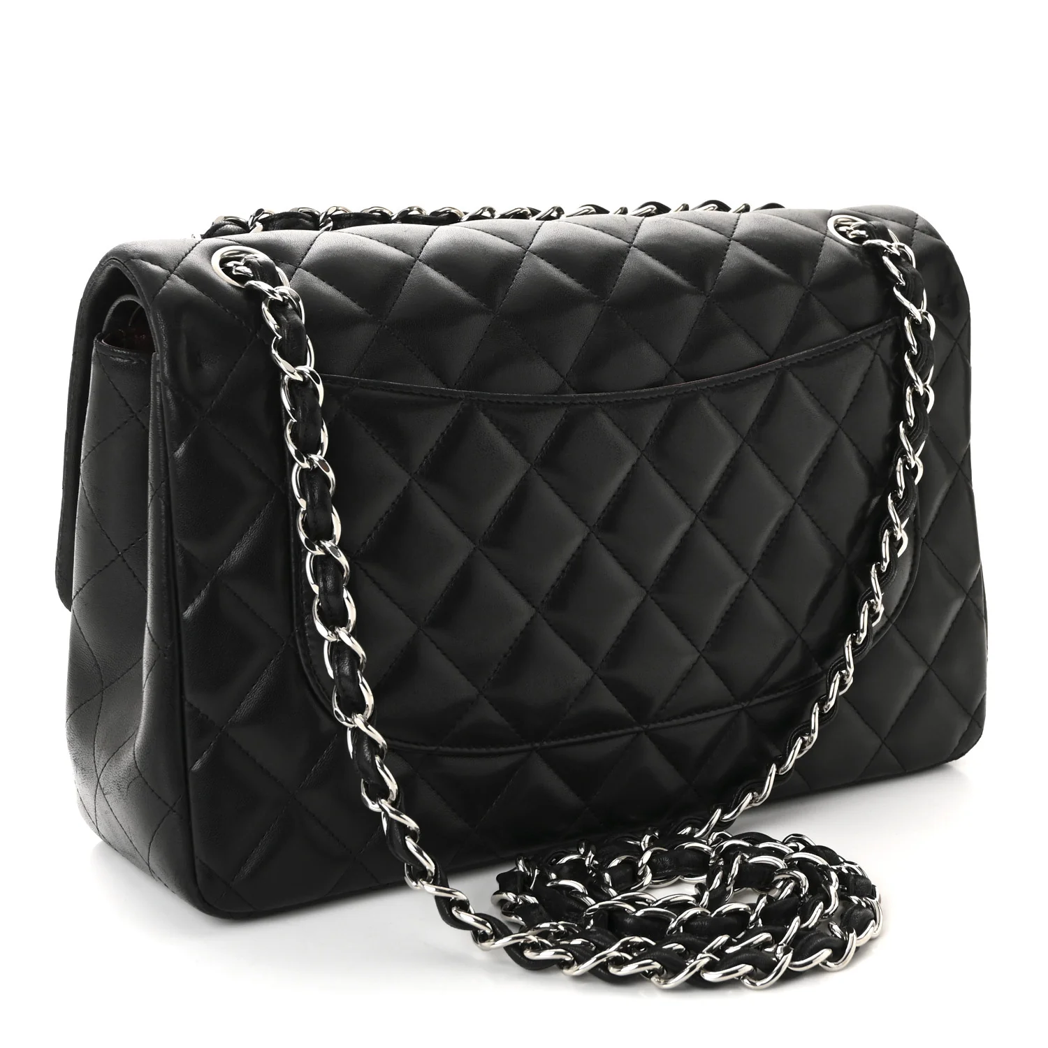 Lambskin Quilted Jumbo Double Flap Black - Image 3