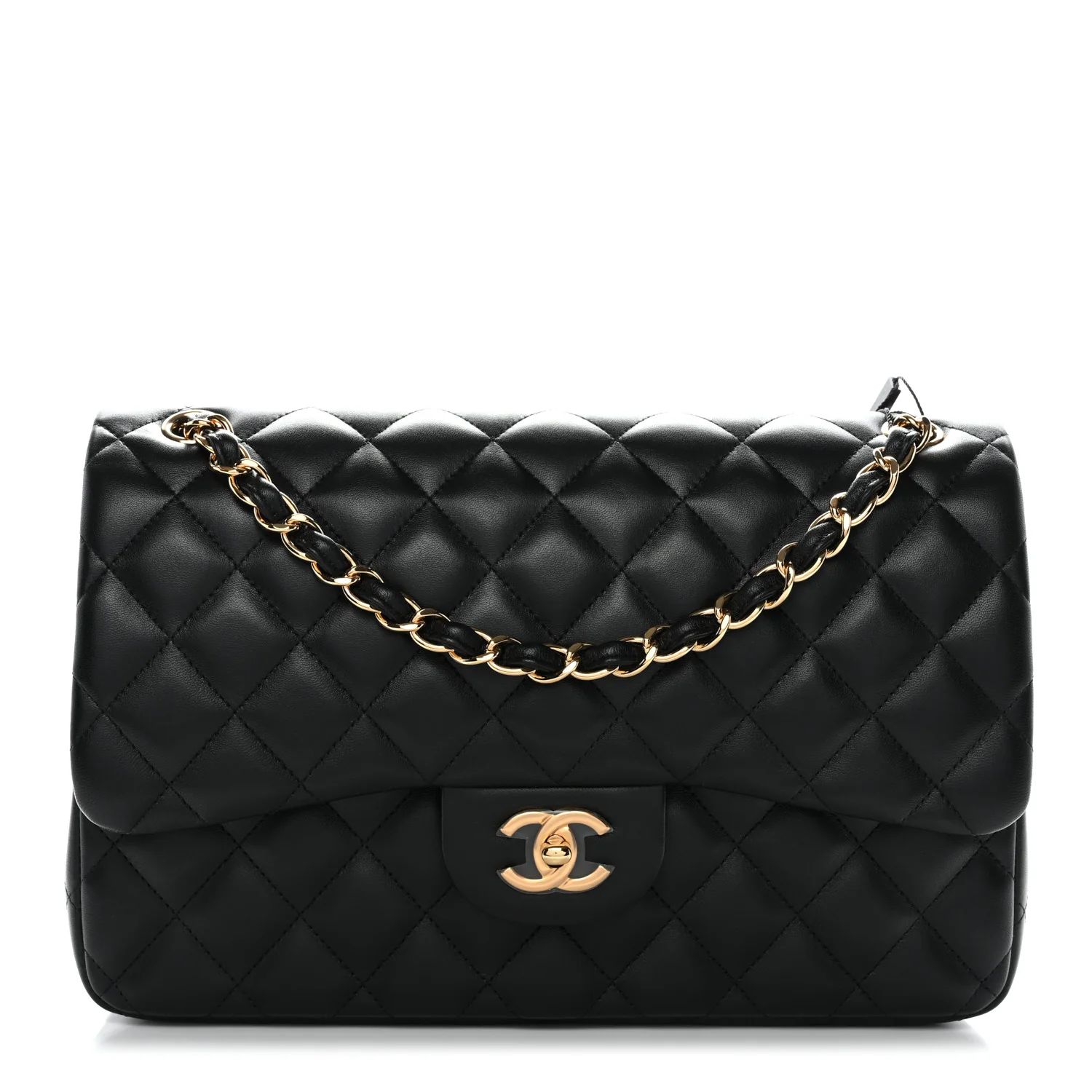 Lambskin Quilted Jumbo Double Flap Black - Image 2