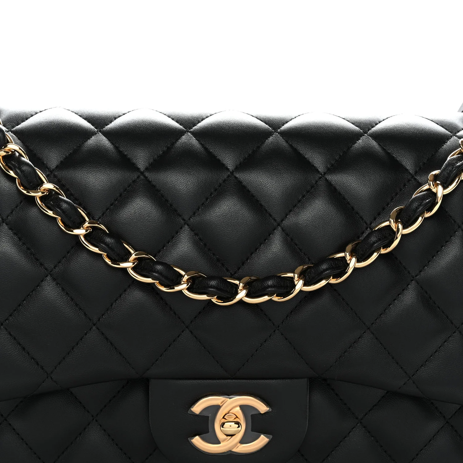 Lambskin Quilted Jumbo Double Flap Black - Image 21