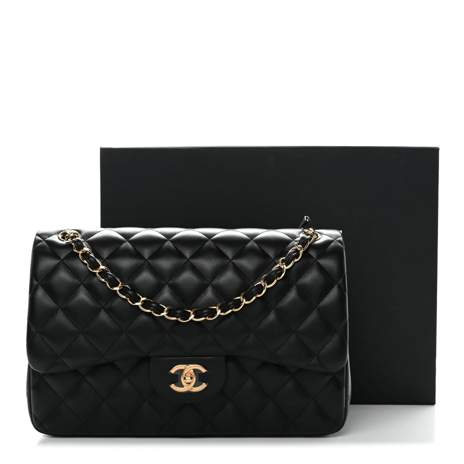 Lambskin Quilted Jumbo Double Flap Black - Image 36