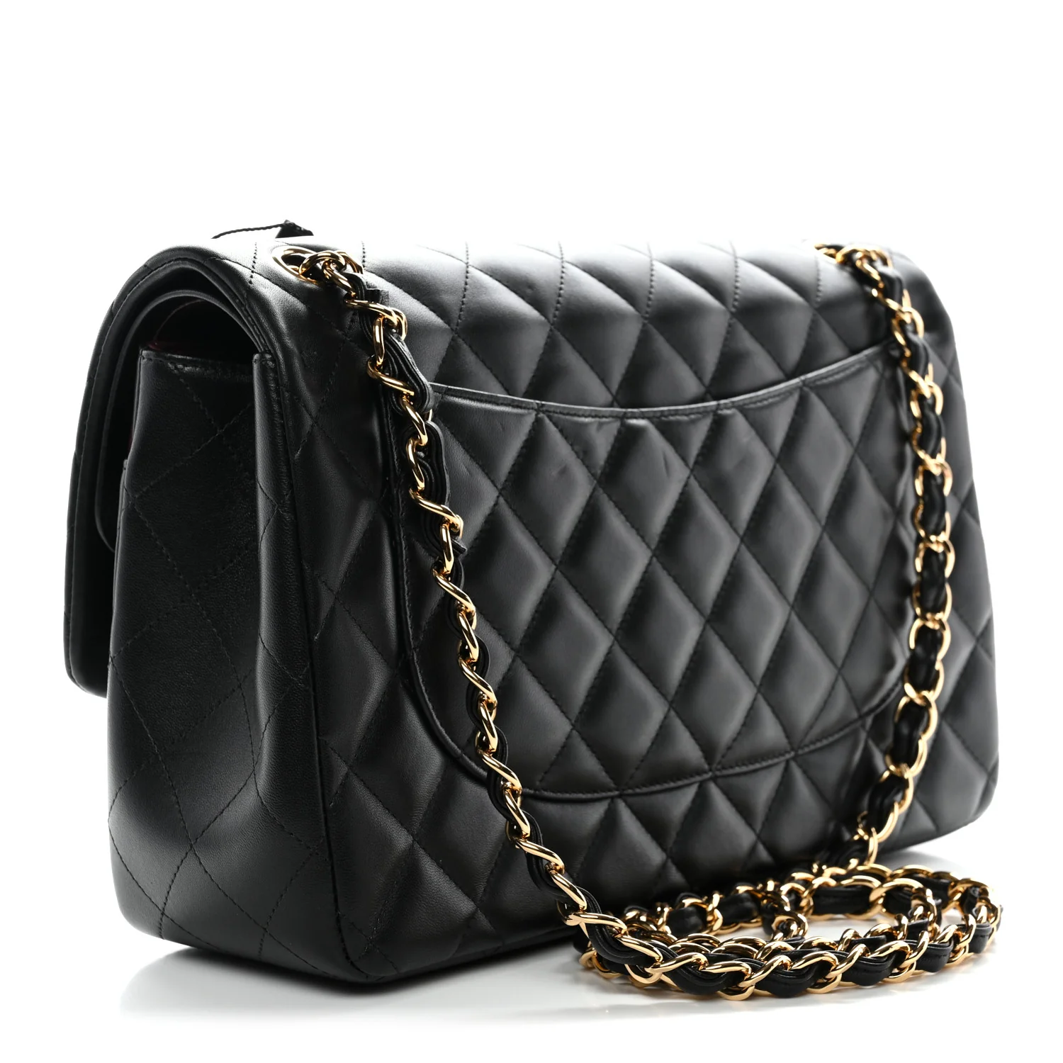 Lambskin Quilted Jumbo Double Flap Black - Image 7
