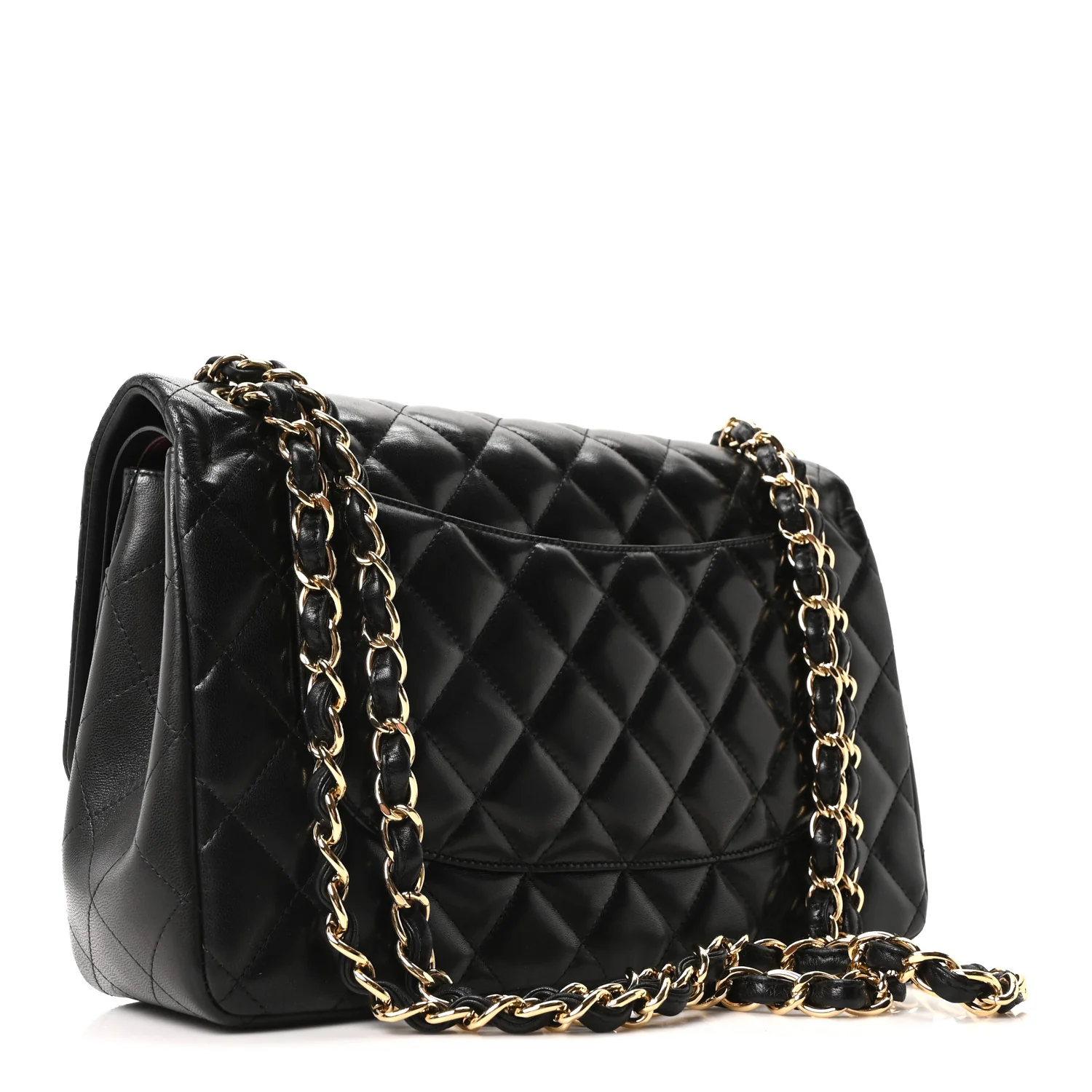 Lambskin Quilted Jumbo Double Flap Black - Image 4